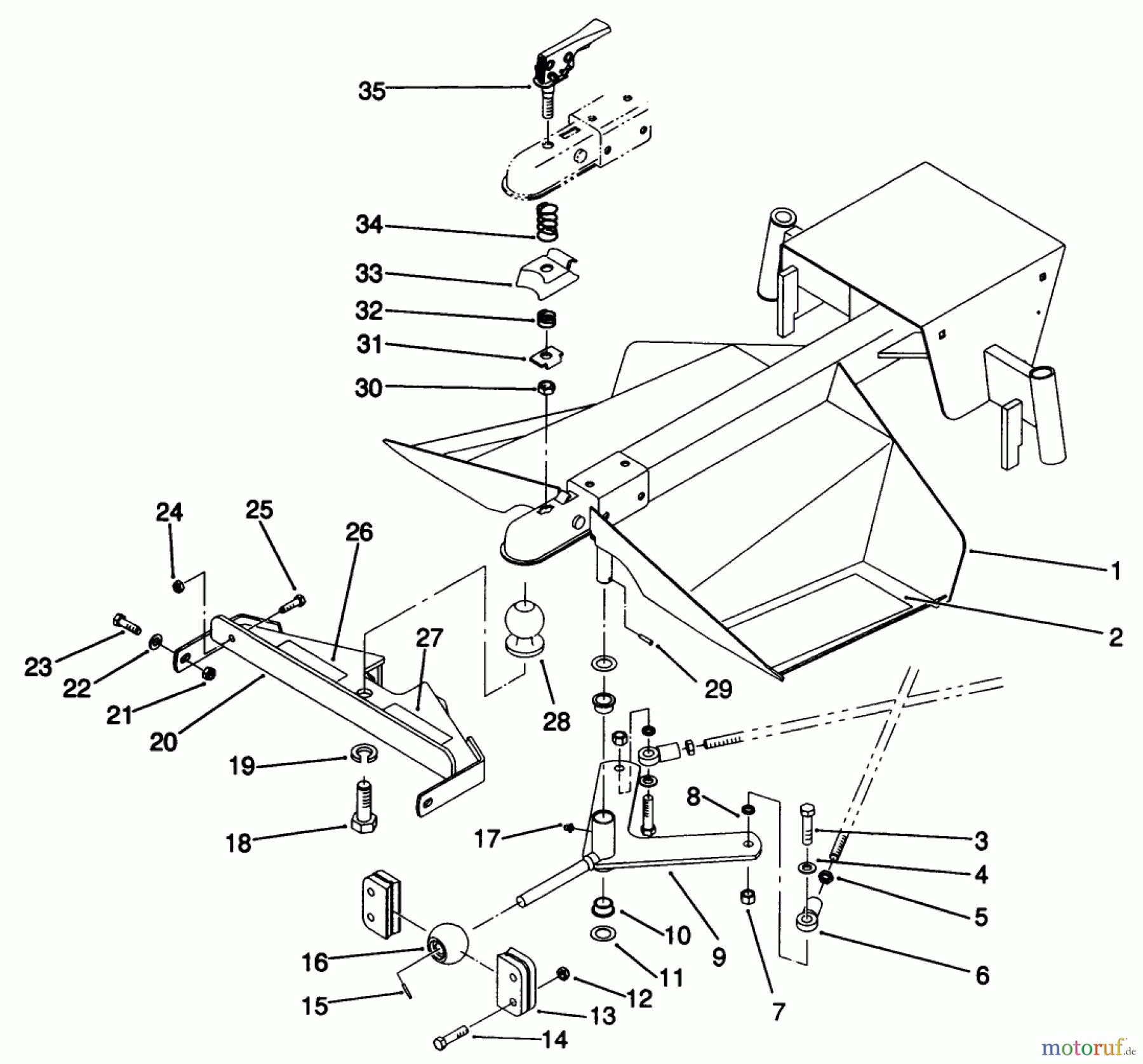 Toro Neu Accessories, Mower 30123 - Toro Deluxe Sulky, 1991 (1000001-1999999) FRAME AND HITCH ASSEMBLY