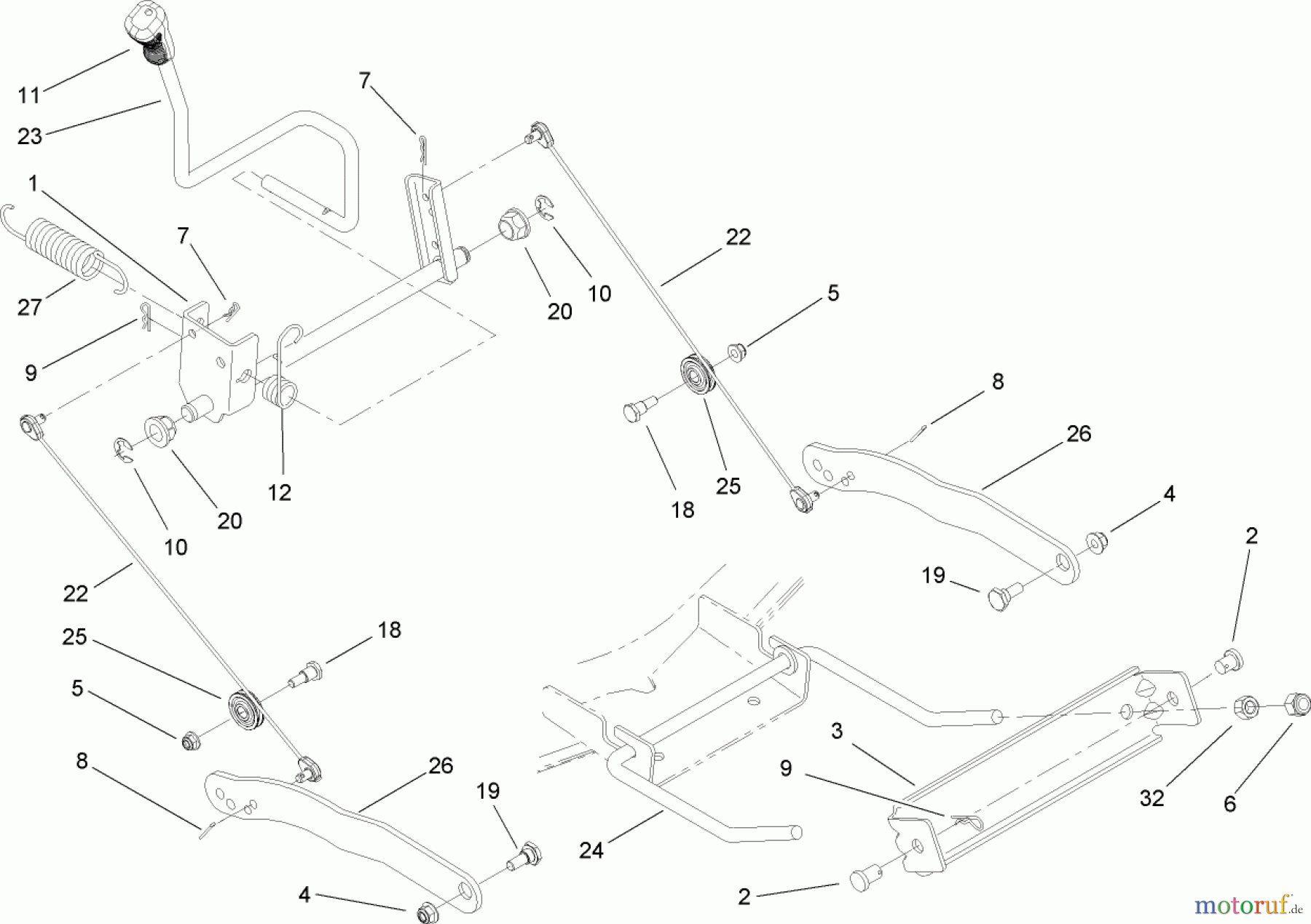 Toro Neu Mowers, Lawn & Garden Tractor Seite 1 13AP62RP544 (SL500) - Toro SL500 Super Lawn Tractor, 2007 (1B157H20701-) DECK LIFT ARM ASSEMBLY