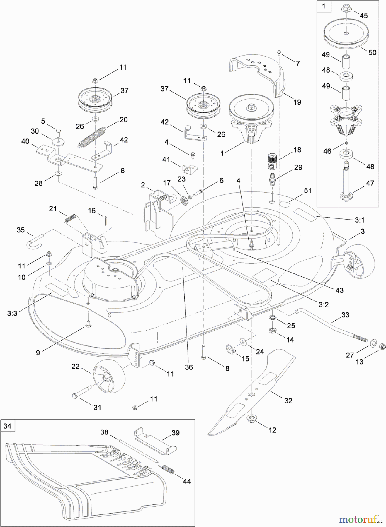Toro Neu Mowers, Lawn & Garden Tractor Seite 1 13AP91RT848 (LX468) - Toro LX468 Lawn Tractor, 2010 (1-1) 46 INCH DECK ASSEMBLY