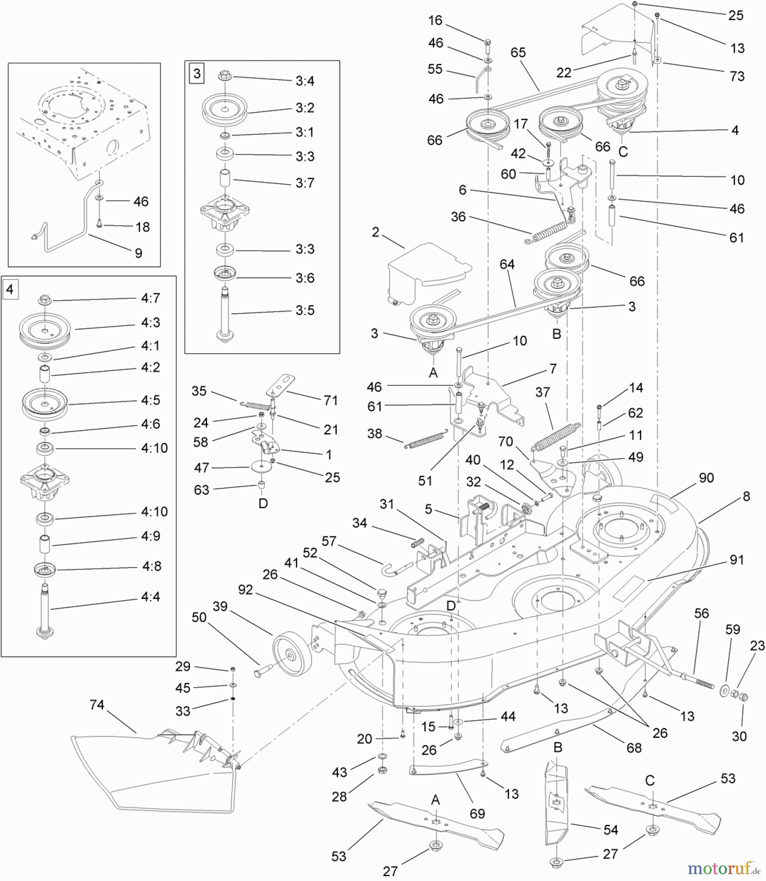 Toro Neu Mowers, Lawn & Garden Tractor Seite 1 13AT61RH044 (LX466) - Toro LX466 Lawn Tractor, 2008 (SN 1L137H10100 -) 46 INCH DECK ASSEMBLY