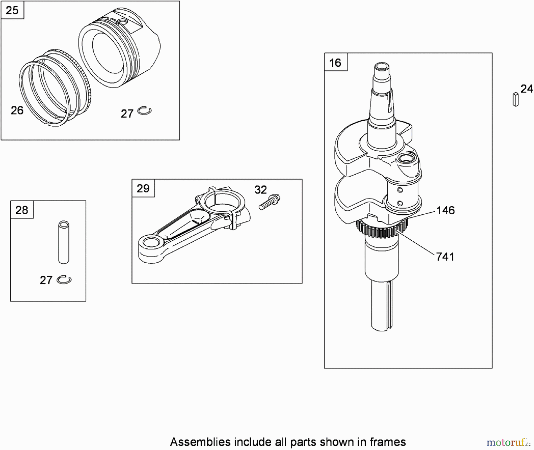  Toro Neu Mowers, Lawn & Garden Tractor Seite 1 13AT61RH044 (LX466) - Toro LX466 Lawn Tractor, 2008 (SN 1L137H10100 -) CRANKSHAFT AND PISTON/RING ASSEMBLY BRIGGS AND STRATTON 407777-0550-E1