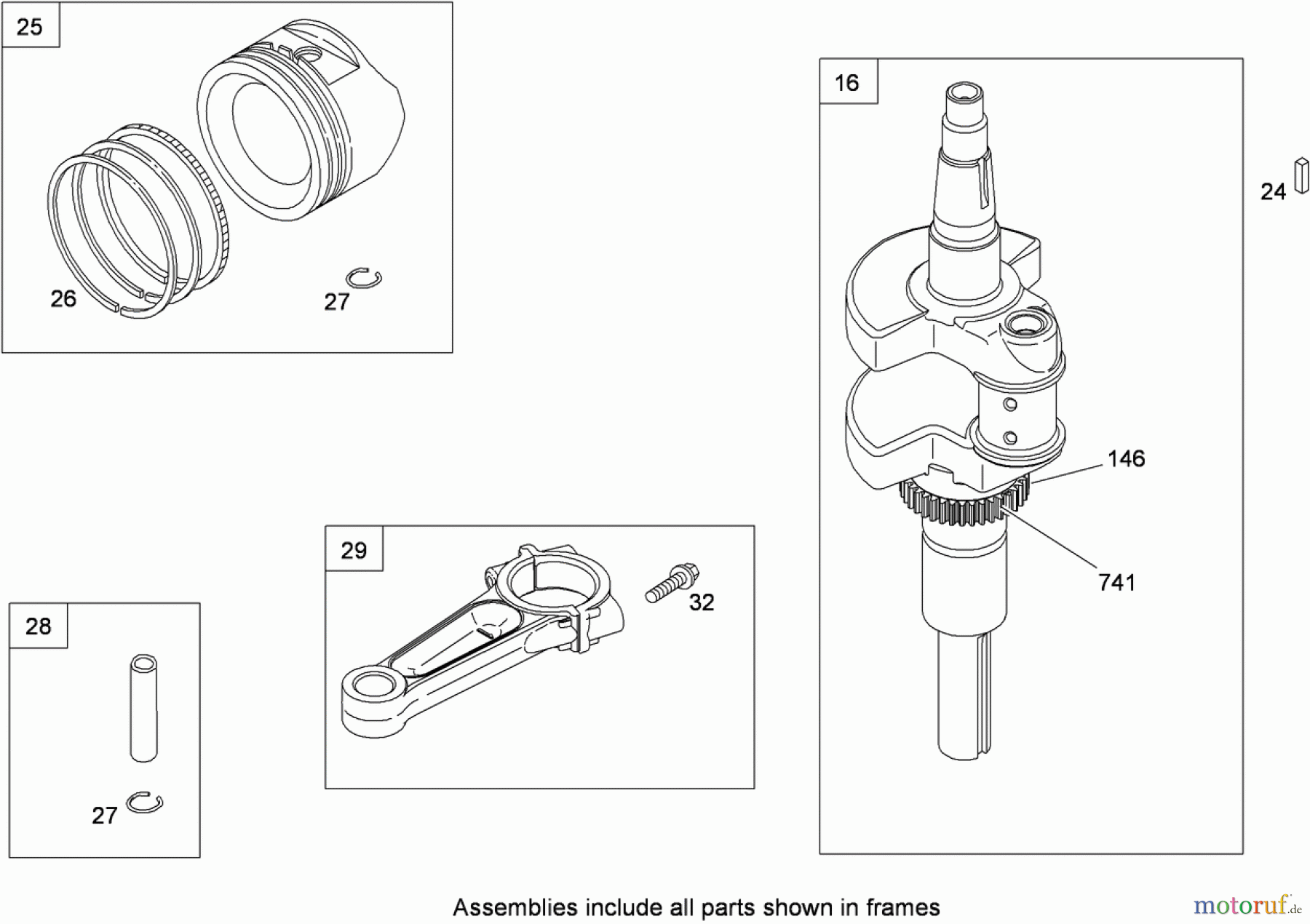 Toro Neu Mowers, Lawn & Garden Tractor Seite 1 13AT61RH544 (LX466) - Toro LX466 Lawn Tractor, 2008 (SN 1-) CRANKSHAFT, PISTON, RING AND CONNECTING ROD ASSEMBLY BRIGGS AND STRATTON 407777-0550-B1