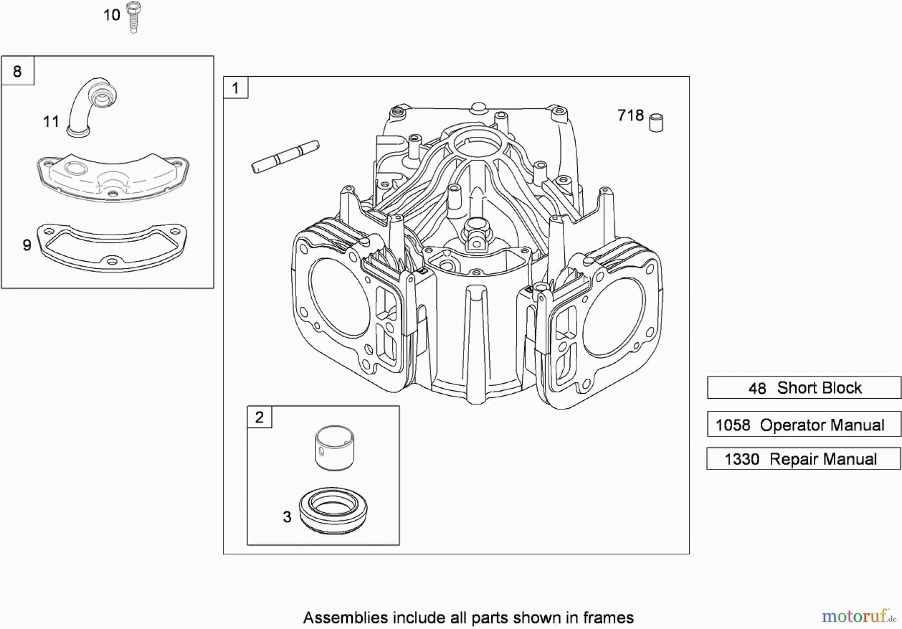 Toro Neu Mowers, Lawn & Garden Tractor Seite 1 13AT61RH544 (LX466) - Toro LX466 Lawn Tractor, 2008 (SN 1-) CYLINDER ASSEMBLY BRIGGS AND STRATTON 407777-0550-B1