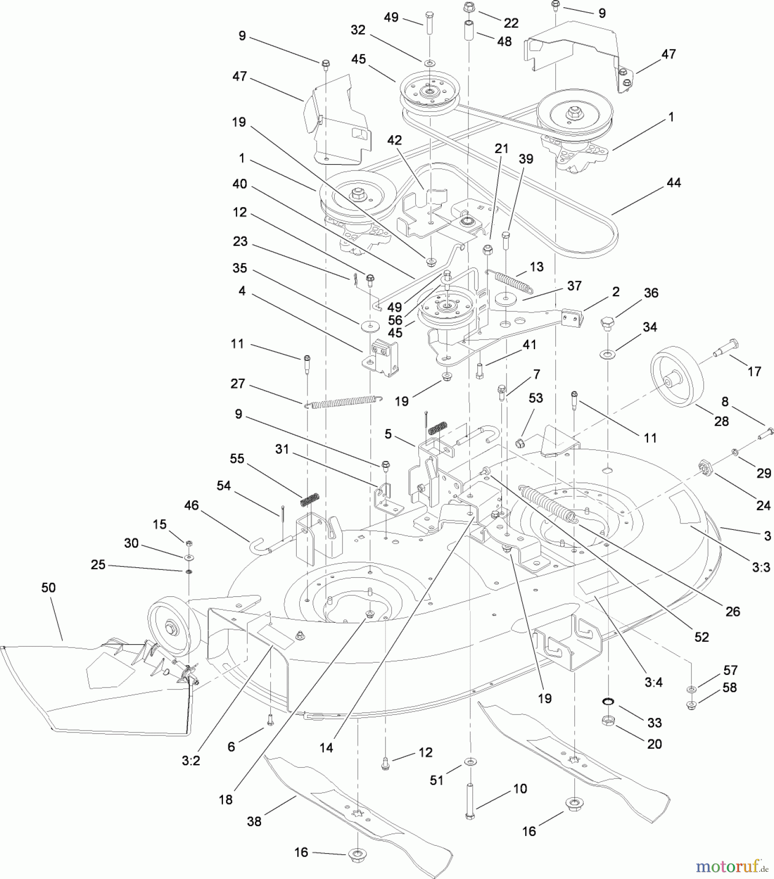  Toro Neu Mowers, Lawn & Garden Tractor Seite 1 13AX60RG544 (LX420) - Toro LX420 Lawn Tractor, 2006 (1L215B10000-) DECK ASSEMBLY