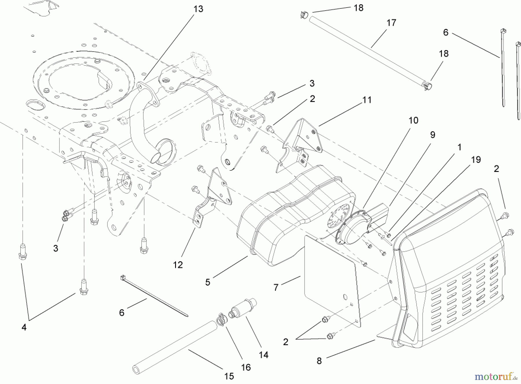  Toro Neu Mowers, Lawn & Garden Tractor Seite 1 13AX60RG544 (LX420) - Toro LX420 Lawn Tractor, 2006 (1L215B10000-) MUFFLER ASSEMBLY