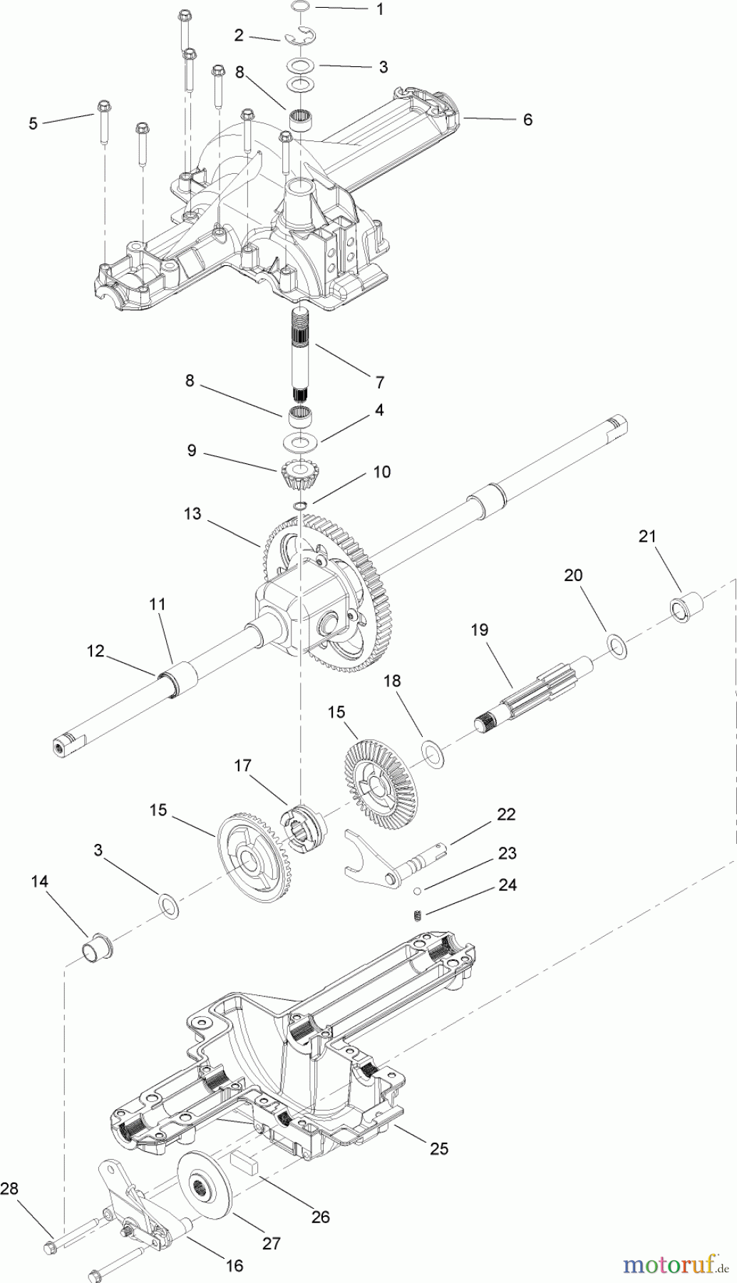 Toro Neu Mowers, Lawn & Garden Tractor Seite 1 13AX60RG744 (LX420) - Toro LX420 Lawn Tractor, 2006 (1L215B10000-) SINGLE SPEED TRANSMISSION ASSEMBLY NO. 112-0368