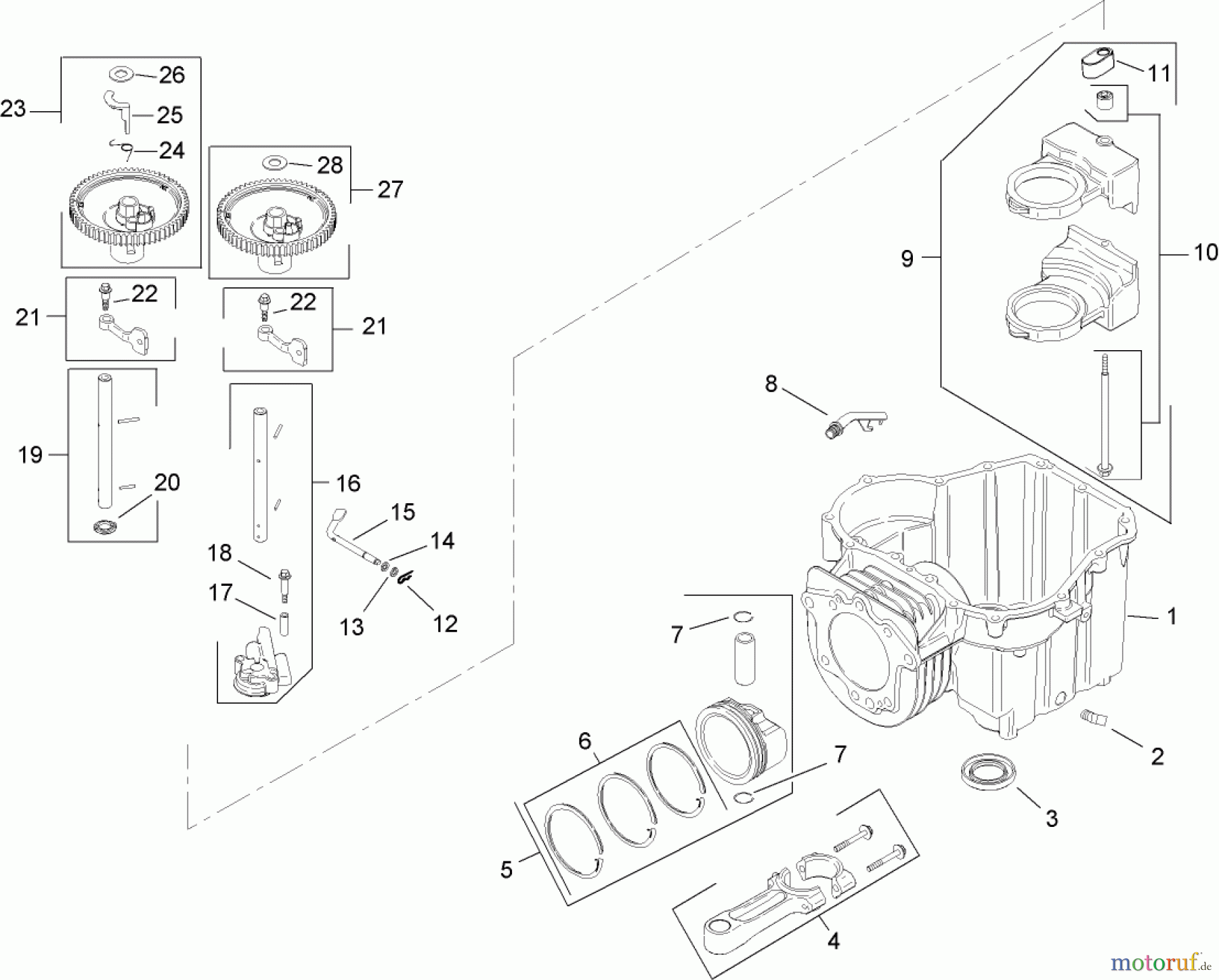 Toro Neu Mowers, Lawn & Garden Tractor Seite 1 13AX60RH544 (LX460) - Toro LX460 Lawn Tractor, 2006 (1A056B50000-) CRANKCASE ASSEMBLY KOHLER SV600-0018