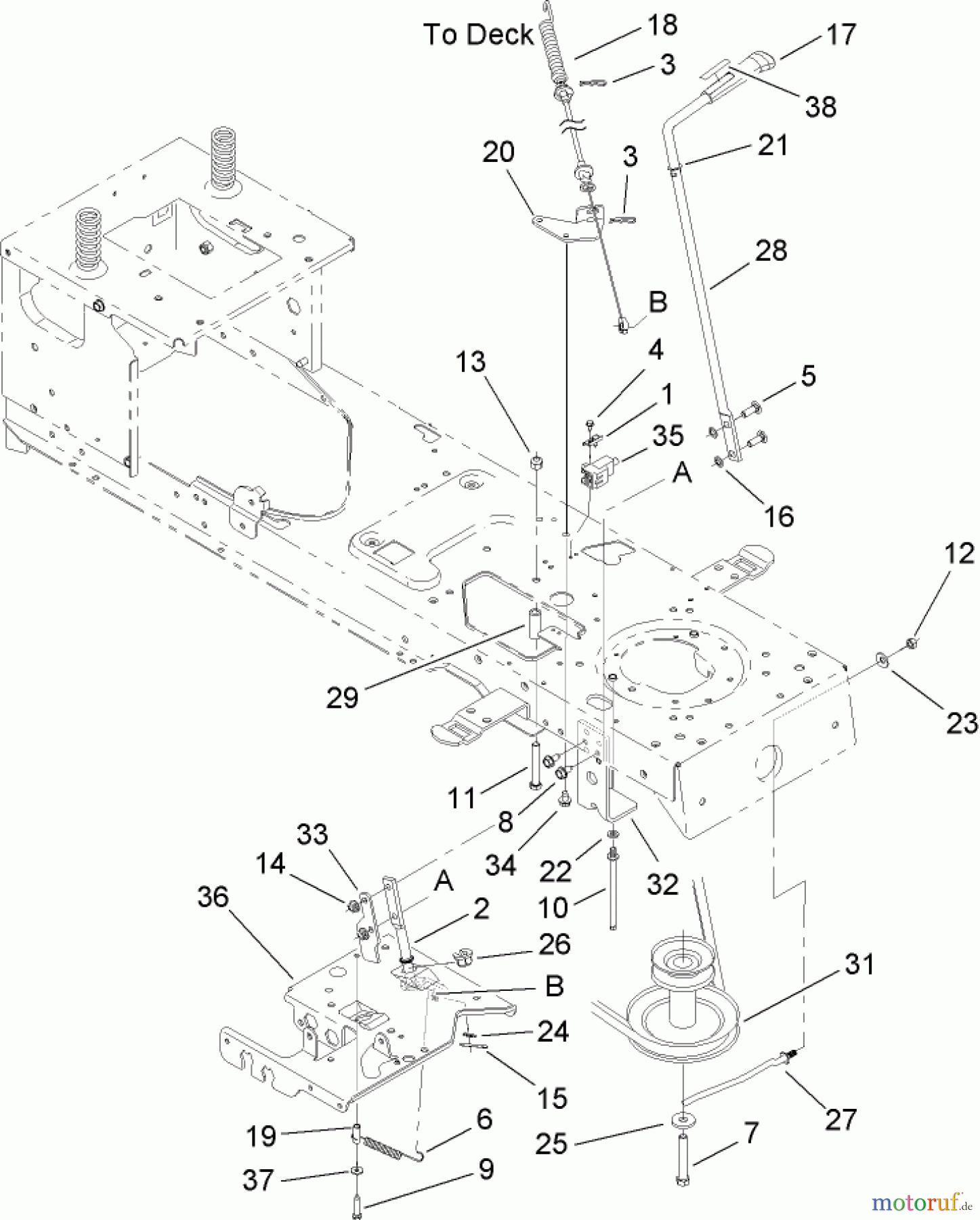  Toro Neu Mowers, Lawn & Garden Tractor Seite 1 13AX60RH744 (LX460) - Toro LX460 Lawn Tractor, 2006 (1A056B50000-) PTO ENGAGE ASSEMBLY