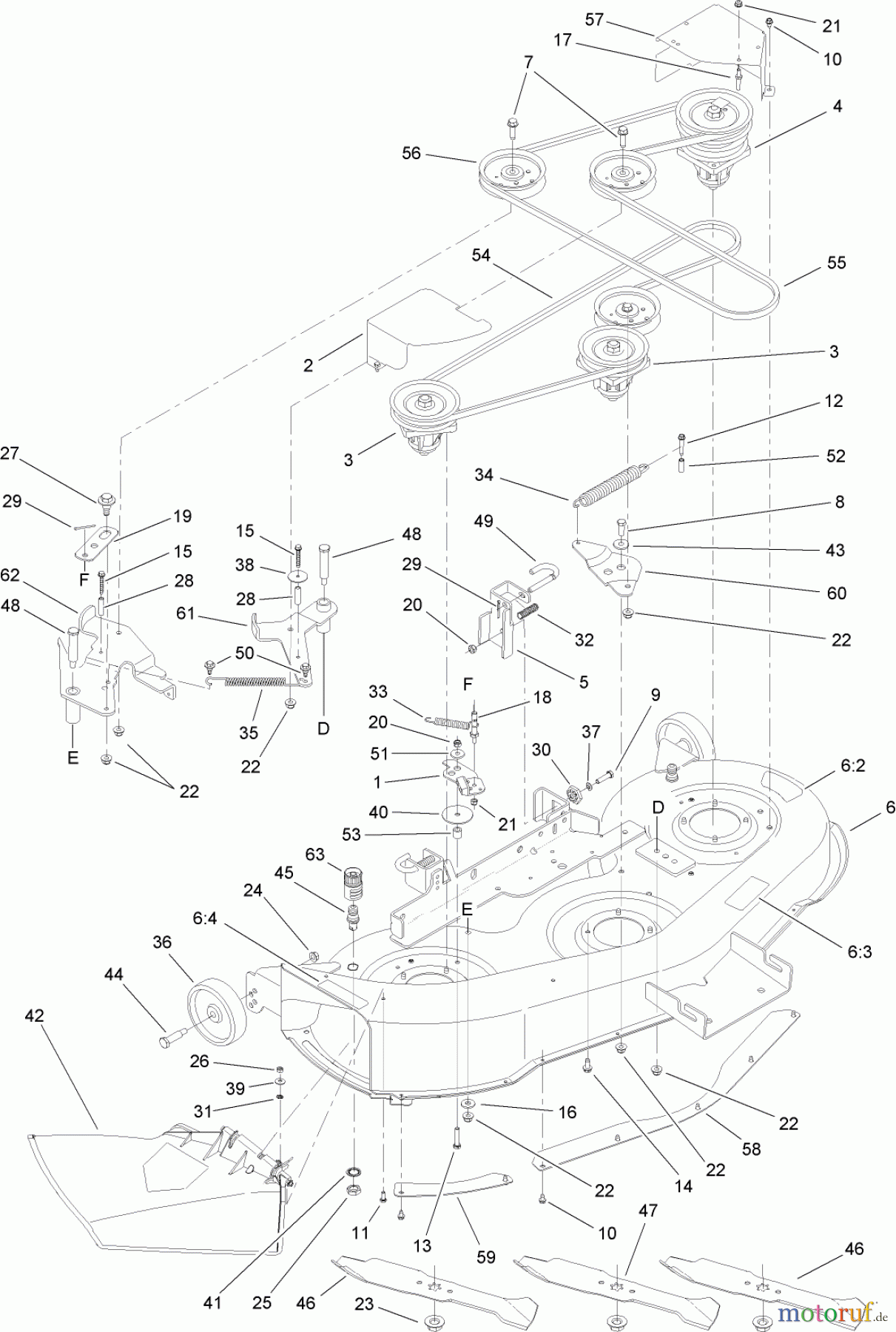 Toro Neu Mowers, Lawn & Garden Tractor Seite 1 13AX61RH748 (LX465) - Toro LX465 Lawn Tractor, 2007 (SN 1A117H10393-) DECK ASSEMBLY