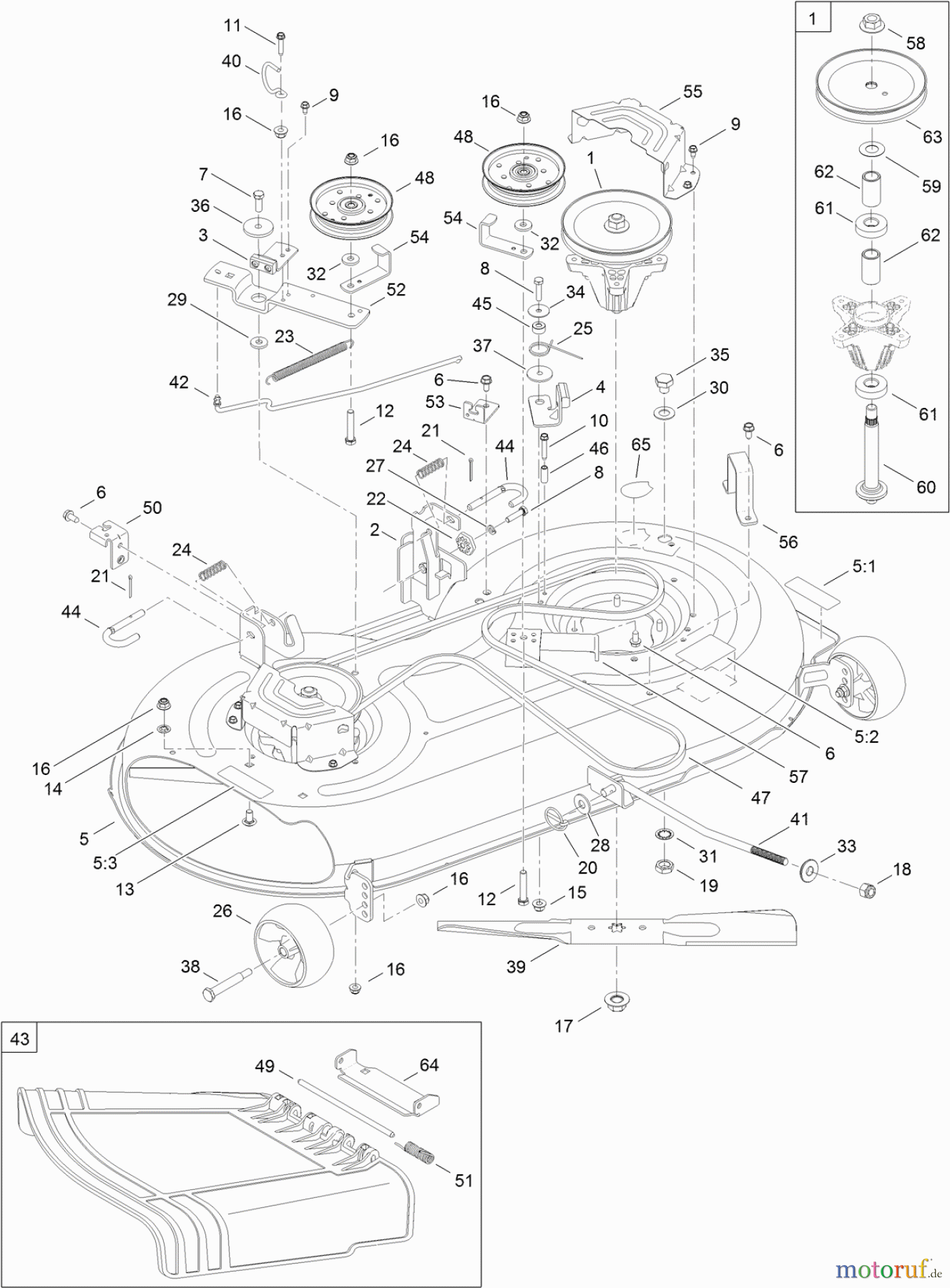  Toro Neu Mowers, Lawn & Garden Tractor Seite 1 13AX90RS848 (LX423) - Toro LX423 Lawn Tractor, 2011 (1-1) 42 INCH DECK ASSEMBLY