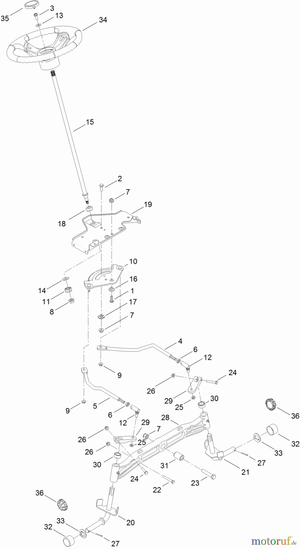 Toro Neu Mowers, Lawn & Garden Tractor Seite 1 13AX90RS848 (LX423) - Toro LX423 Lawn Tractor, 2012 (SN 1-1) STEERING AND FRONT AXLE ASSEMBLY
