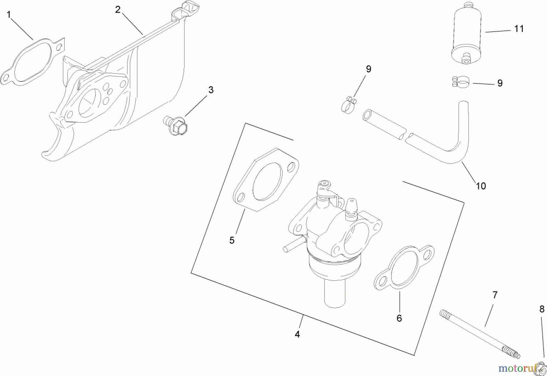  Toro Neu Mowers, Lawn & Garden Tractor Seite 1 13BX60RG744 (LX425) - Toro LX425 Lawn Tractor, 2007 (1A087H10172-1C307H10417) FUEL SYSTEM ASSEMBLY KOHLER SV540-0019