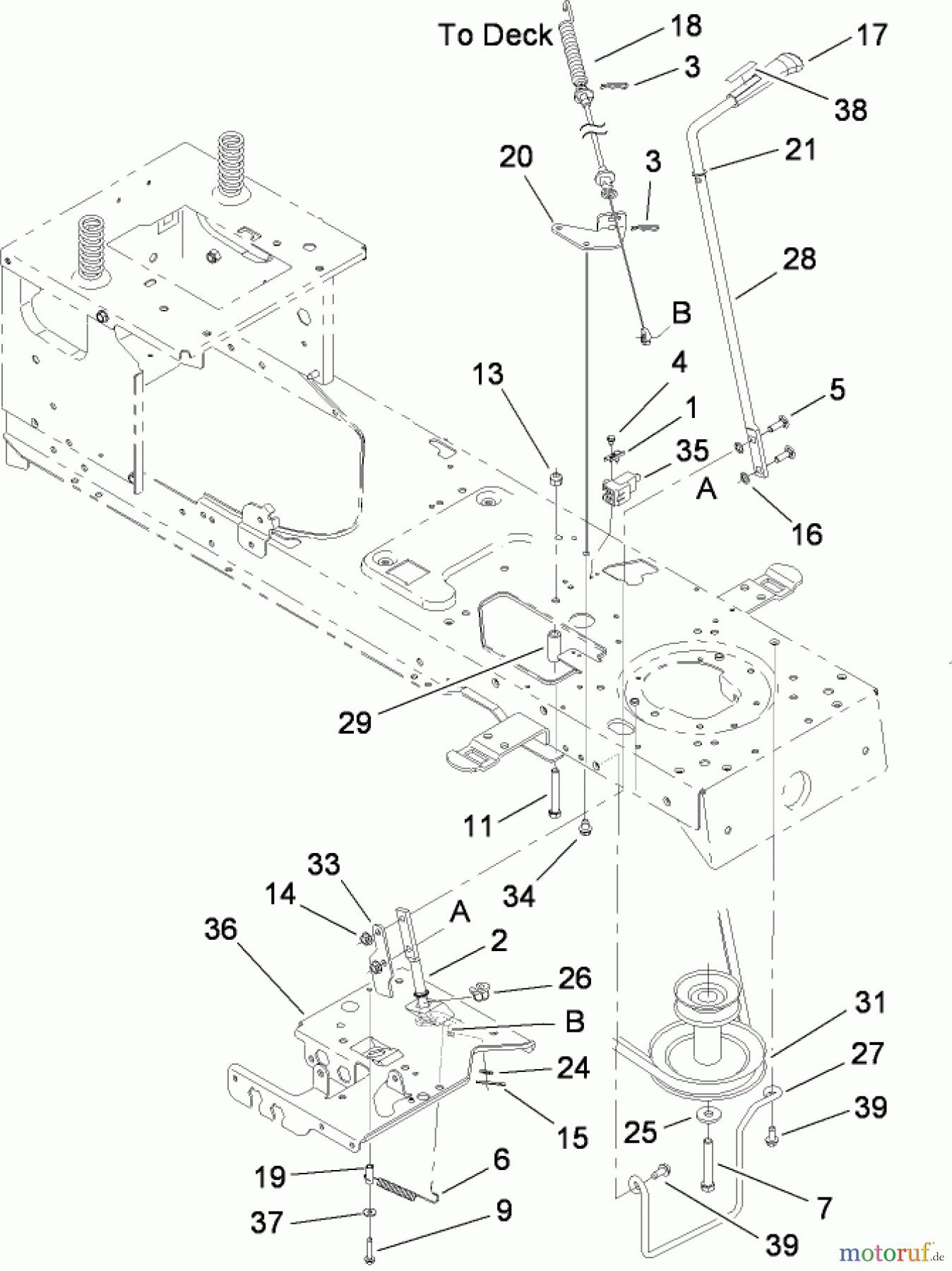 Toro Neu Mowers, Lawn & Garden Tractor Seite 1 13BX60RG744 (LX425) - Toro LX425 Lawn Tractor, 2007 (1A087H10172-1C307H10417) PTO ENGAGE ASSEMBLY