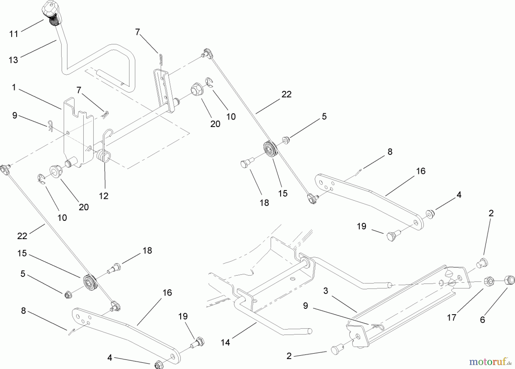 Toro Neu Mowers, Lawn & Garden Tractor Seite 1 14AK81RK544 (GT2300) - Toro GT2300 Garden Tractor, 2006 (1A186H30000-) DECK LIFT ARM ASSEMBLY