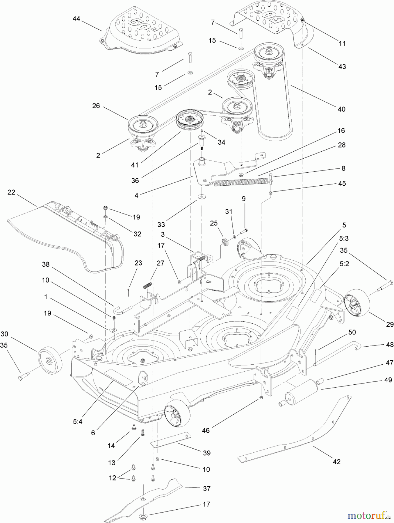  Toro Neu Mowers, Lawn & Garden Tractor Seite 1 14AP80RP544 (GT2100) - Toro GT2100 Garden Tractor, 2006 (1A136H30000-) DECK ASSEMBLY