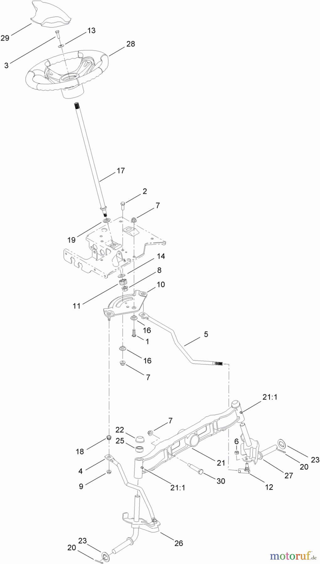 Toro Neu Mowers, Lawn & Garden Tractor Seite 1 14AQ81RP544 (GT2200) - Toro GT2200 Garden Tractor, 2008 (SN 1-) STEERING AND FRONT AXLE ASSEMBLY