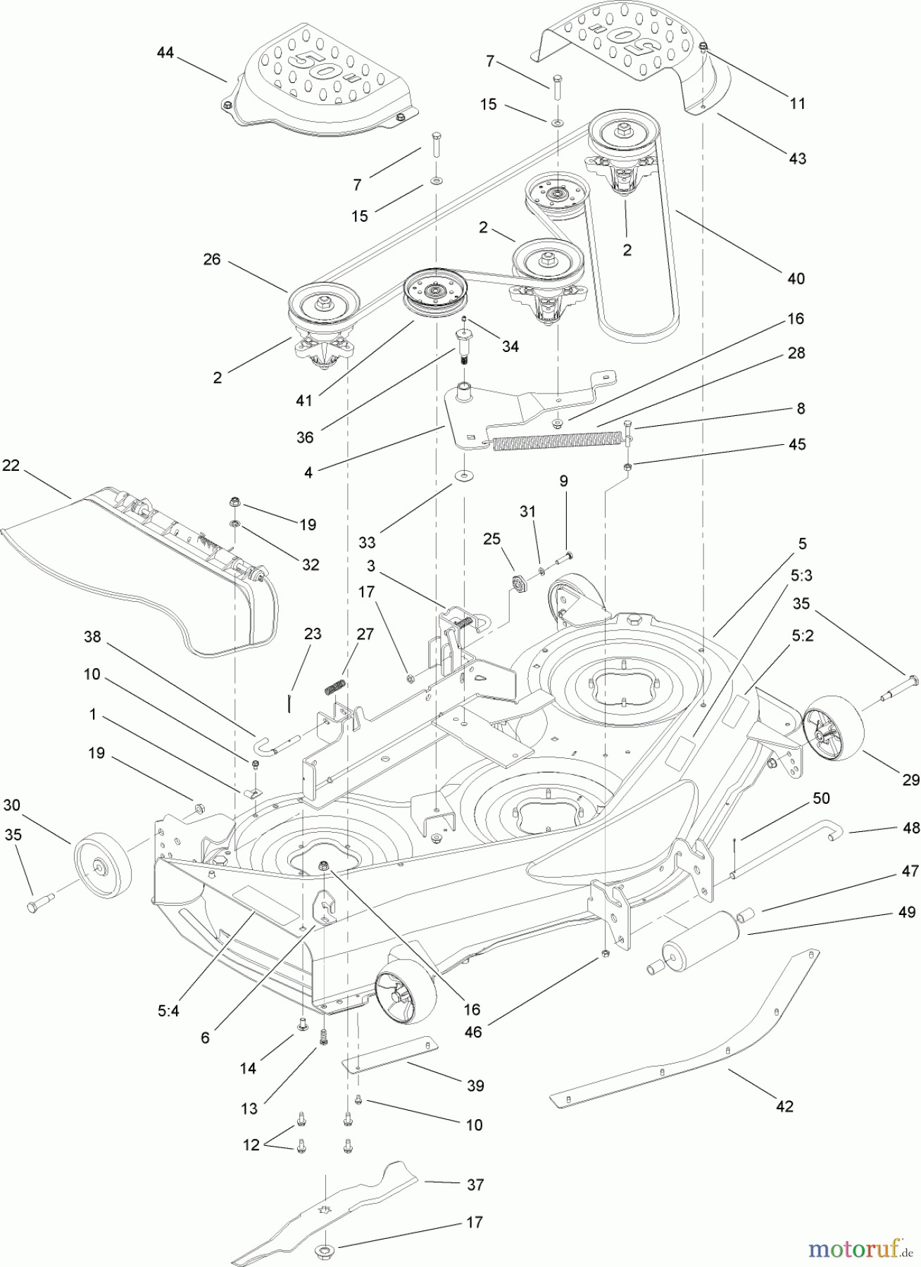  Toro Neu Mowers, Lawn & Garden Tractor Seite 1 14AQ81RP744 (GT2200) - Toro GT2200 Garden Tractor, 2006 (1A136H30000-) DECK ASSEMBLY