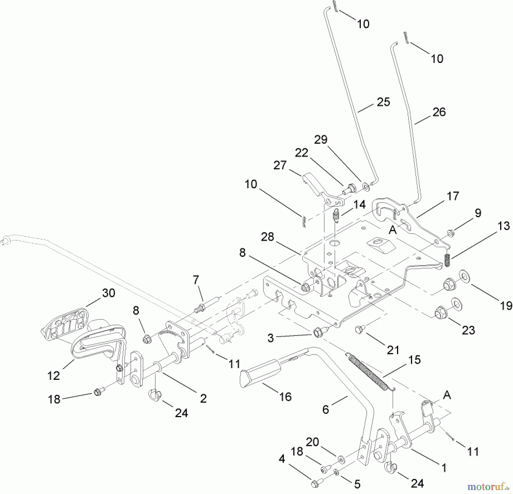  Toro Neu Mowers, Lawn & Garden Tractor Seite 1 14AQ81RP748 (GT2200) - Toro GT2200 Garden Tractor, 2007 (1B087H30130-) BRAKE AND TRACTION ASSEMBLY