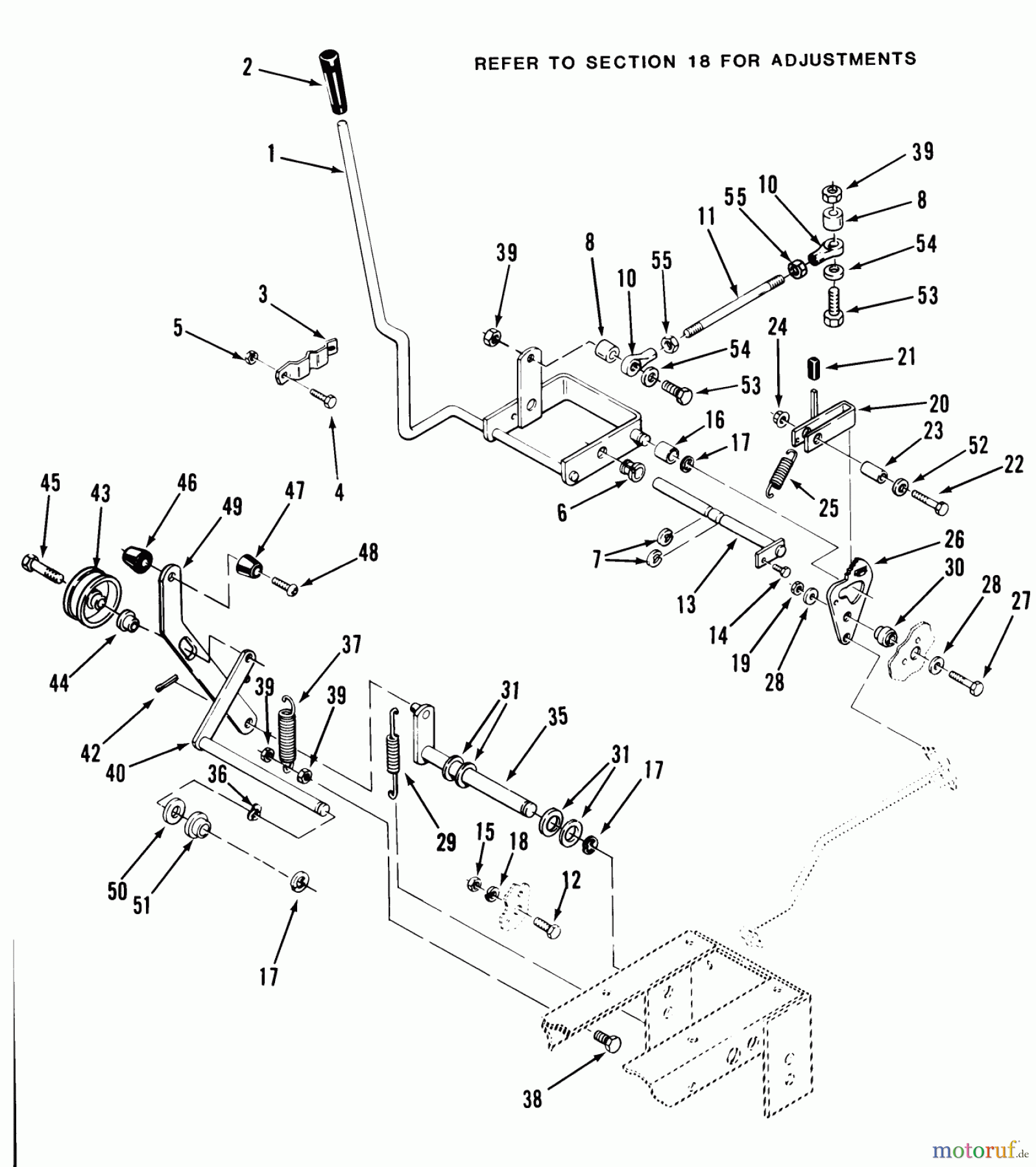 Toro Neu Mowers, Lawn & Garden Tractor Seite 1 21-08K802 (308-8) - Toro 308-8 Tractor, 1986 CLUTCH, BRAKE & SPEED CONTROL LINKAGE