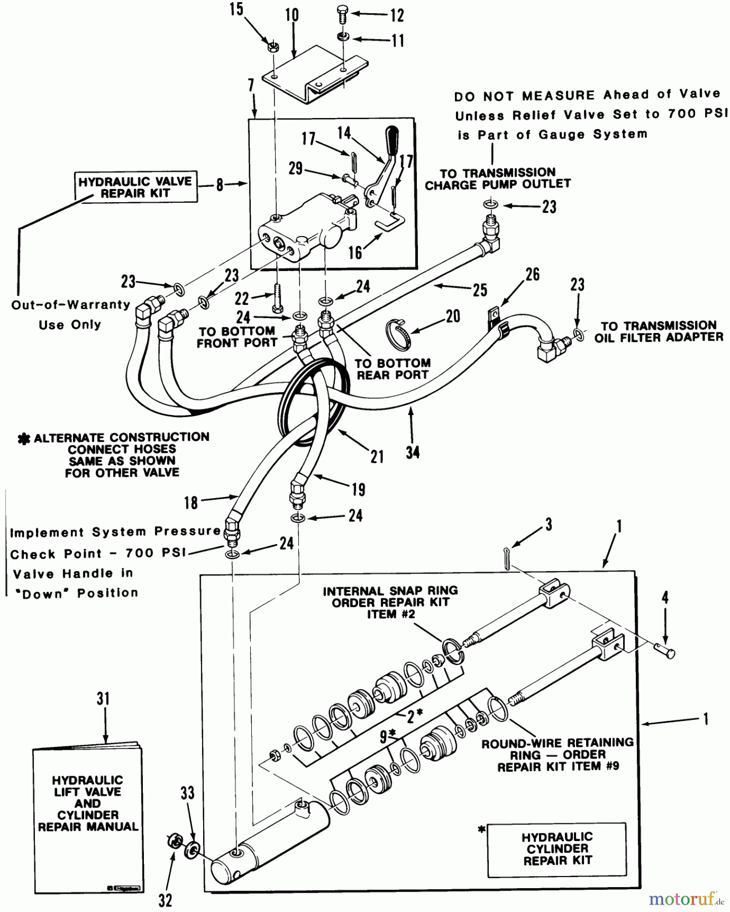Toro Neu Mowers, Lawn & Garden Tractor Seite 1 21-12KE03 (312-A) - Toro 312-A Garden Tractor, 1987 HYDRAULIC SYSTEM-400 SERIES