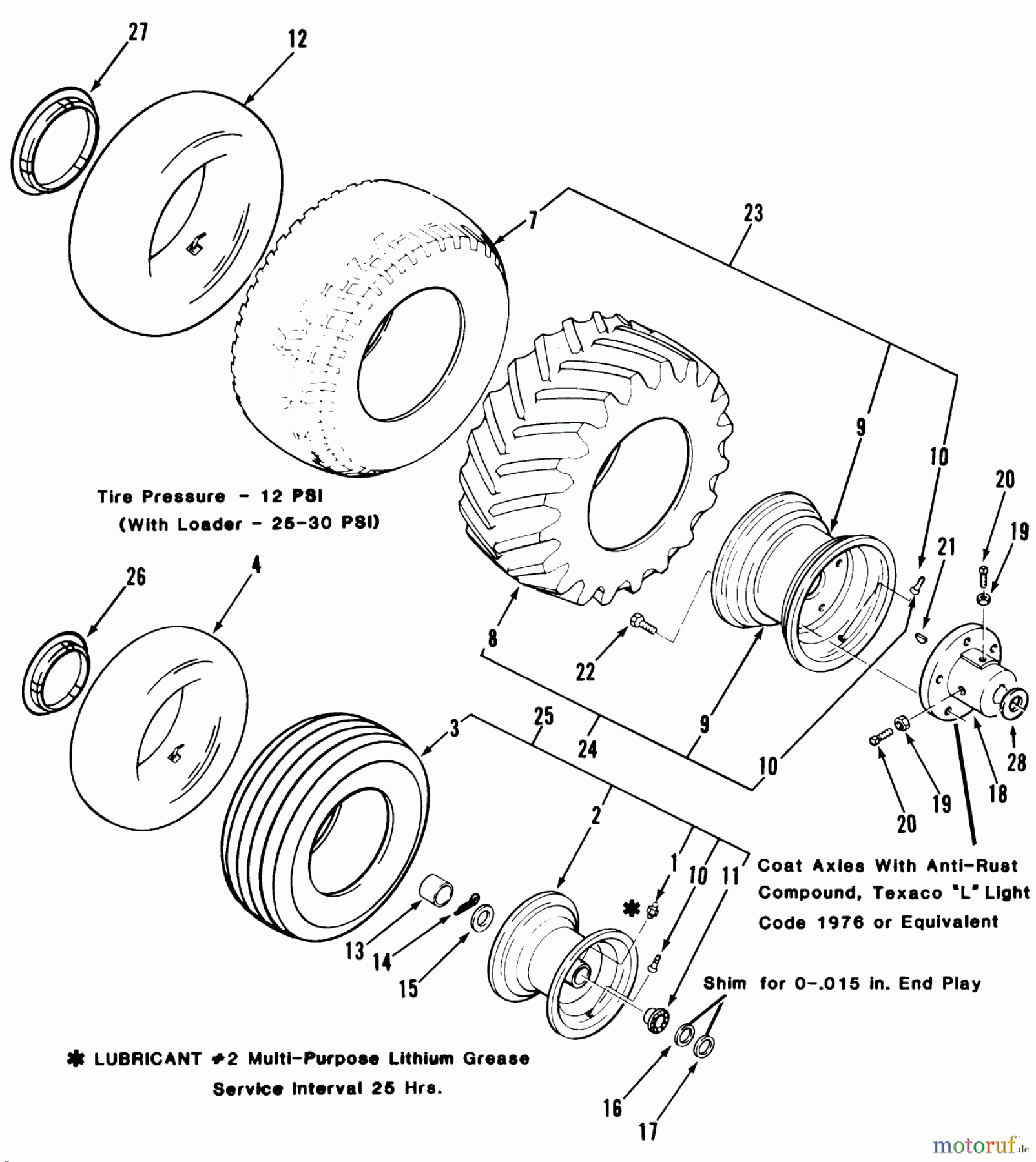 Toro Neu Mowers, Lawn & Garden Tractor Seite 1 31-18KE01 (418-A) - Toro 418-A Garden Tractor, 1987 WHEELS AND TIRES