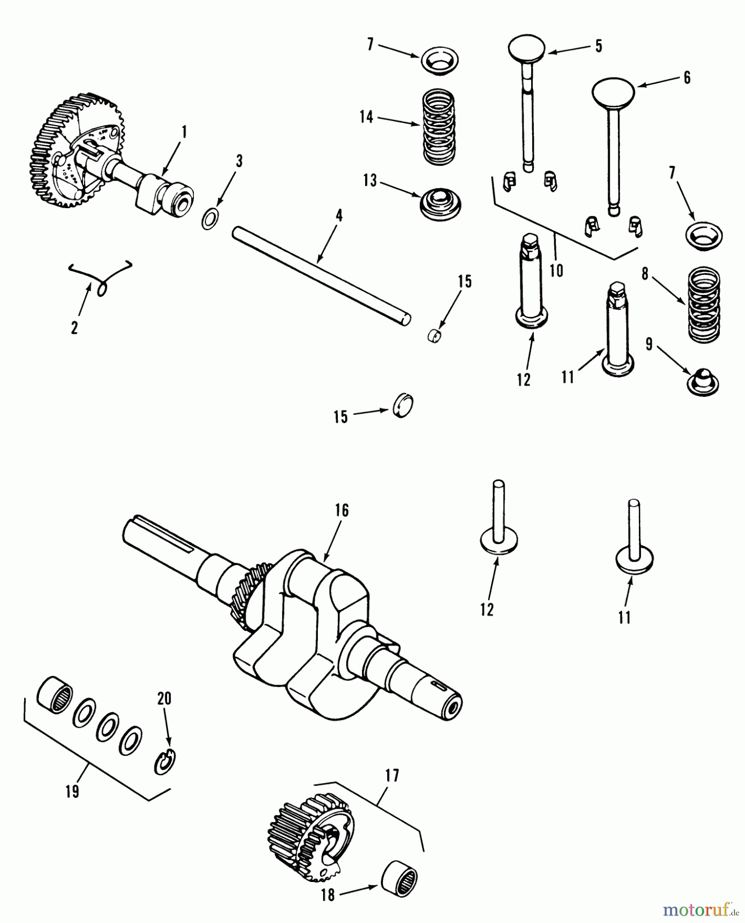 Toro Neu Mowers, Lawn & Garden Tractor Seite 1 31-14K803 (414-8) - Toro 414-8 Garden Tractor, 1988 CAMSHAFT, CRANKSHAFT & VALVES