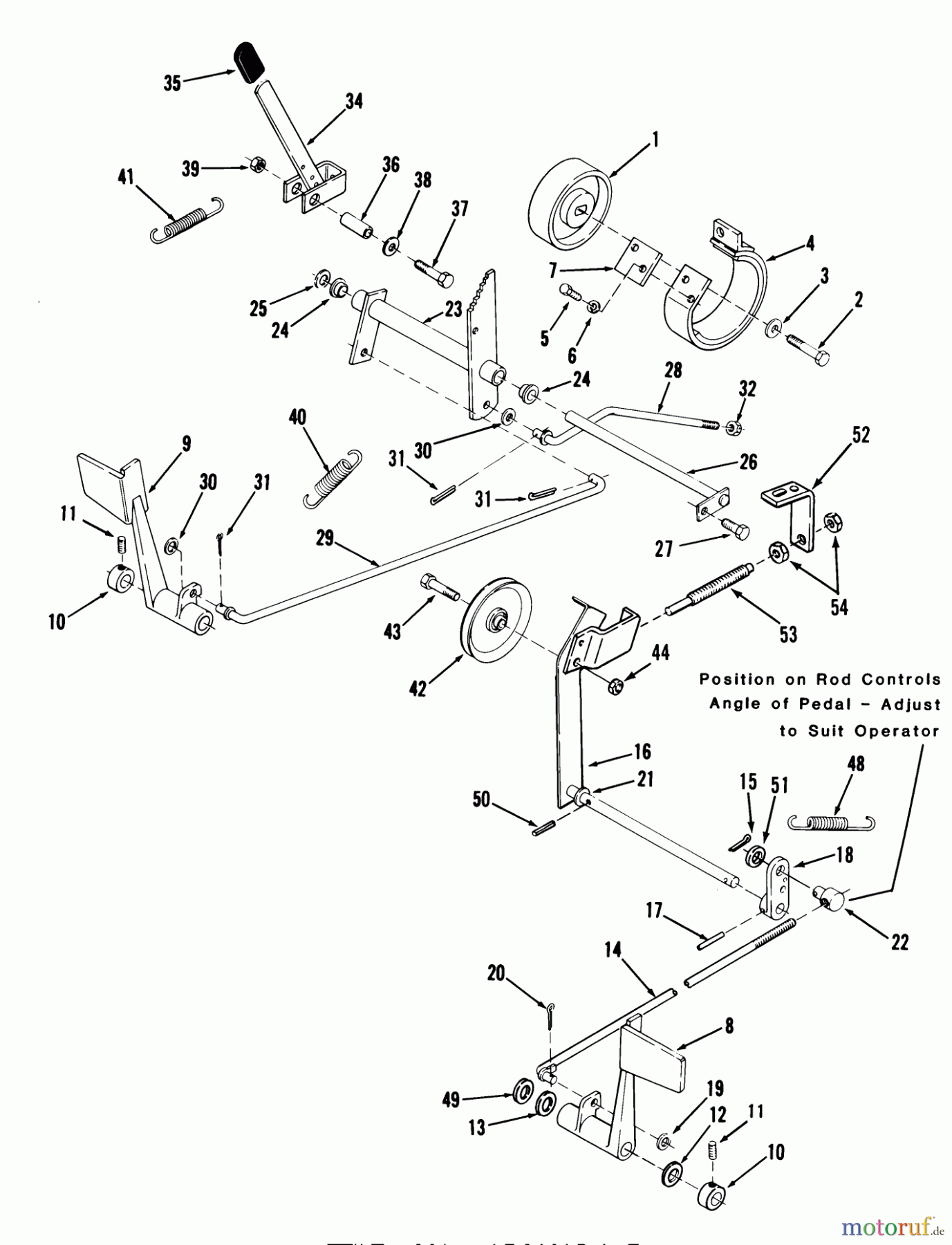 Toro Neu Mowers, Lawn & Garden Tractor Seite 1 31-14K803 (414-8) - Toro 414-8 Garden Tractor, 1988 CLUTCH, BRAKE AND SPEED CONTROL LINKAGE