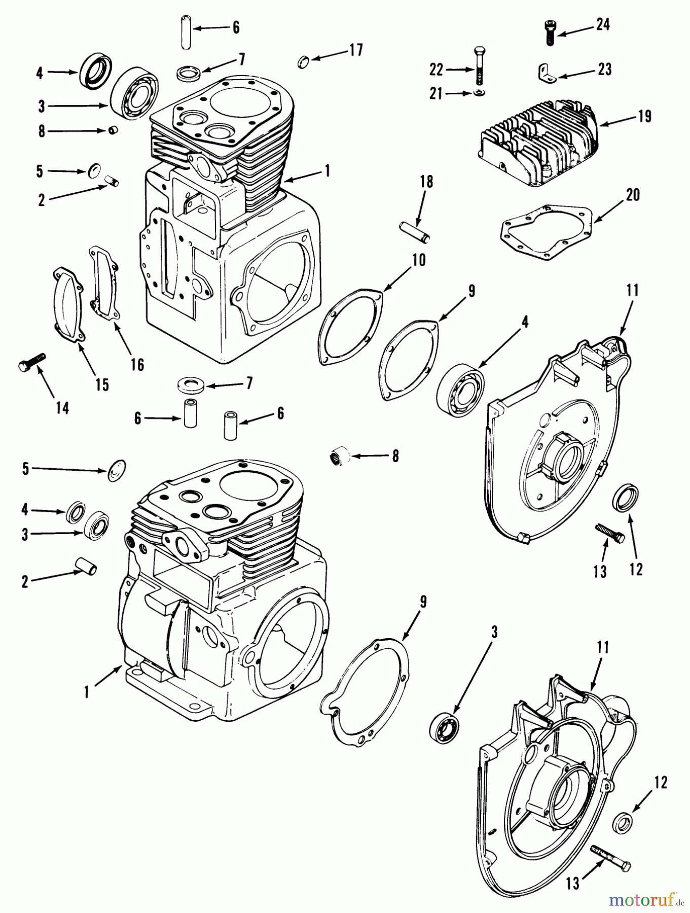 Toro Neu Mowers, Lawn & Garden Tractor Seite 1 31-14K803 (414-8) - Toro 414-8 Garden Tractor, 1988 CRANKCASE & CYLINDER HEAD
