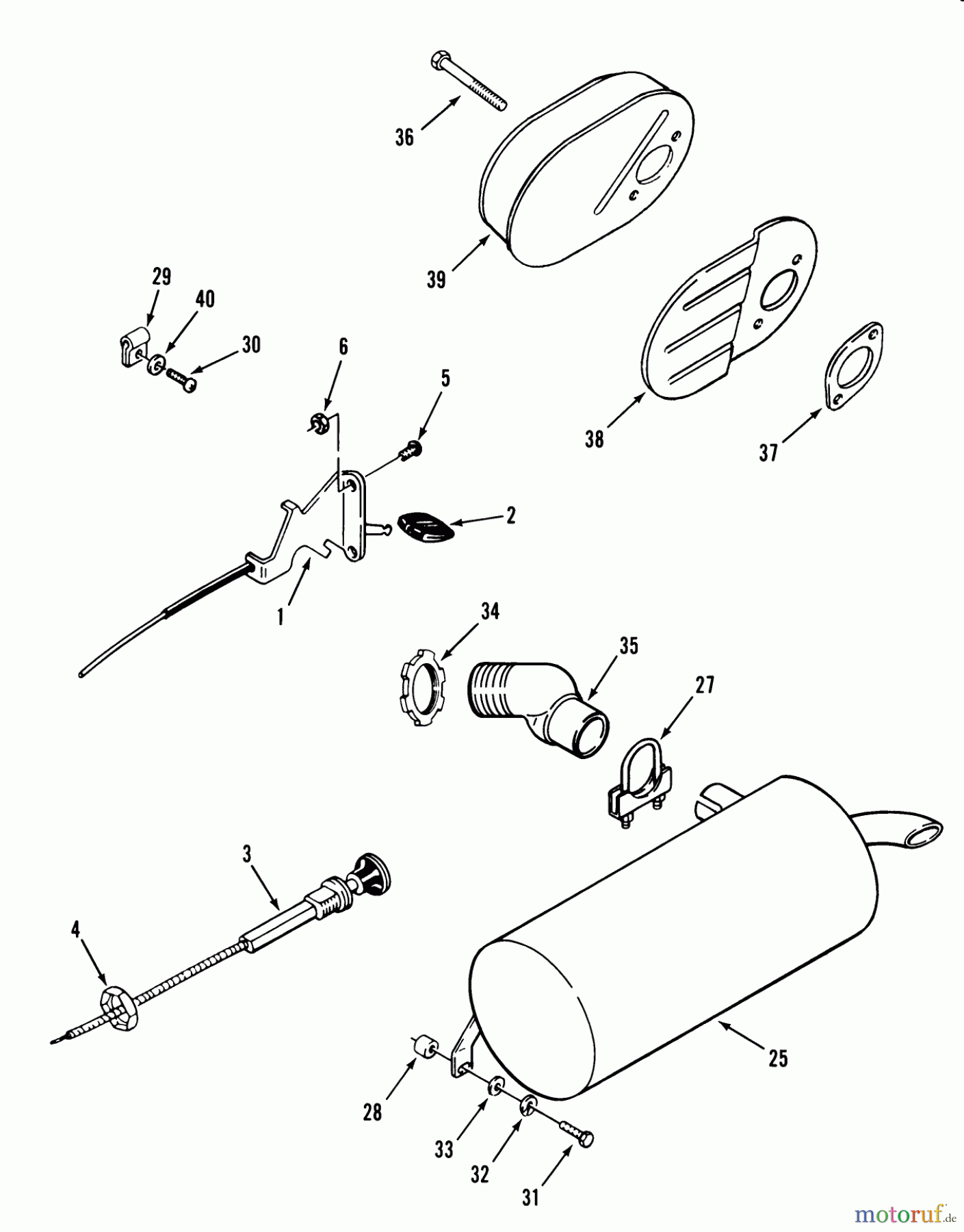 Toro Neu Mowers, Lawn & Garden Tractor Seite 1 31-14K803 (414-8) - Toro 414-8 Garden Tractor, 1988 THROTTLE, CHOKE & EXHAUST