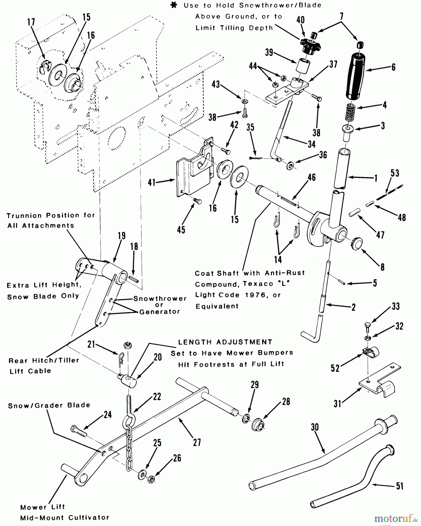 Toro Neu Mowers, Lawn & Garden Tractor Seite 1 21-10K801 (310-8) - Toro 310-8 Garden Tractor, 1985 MANUAL LIFT LINKAGE