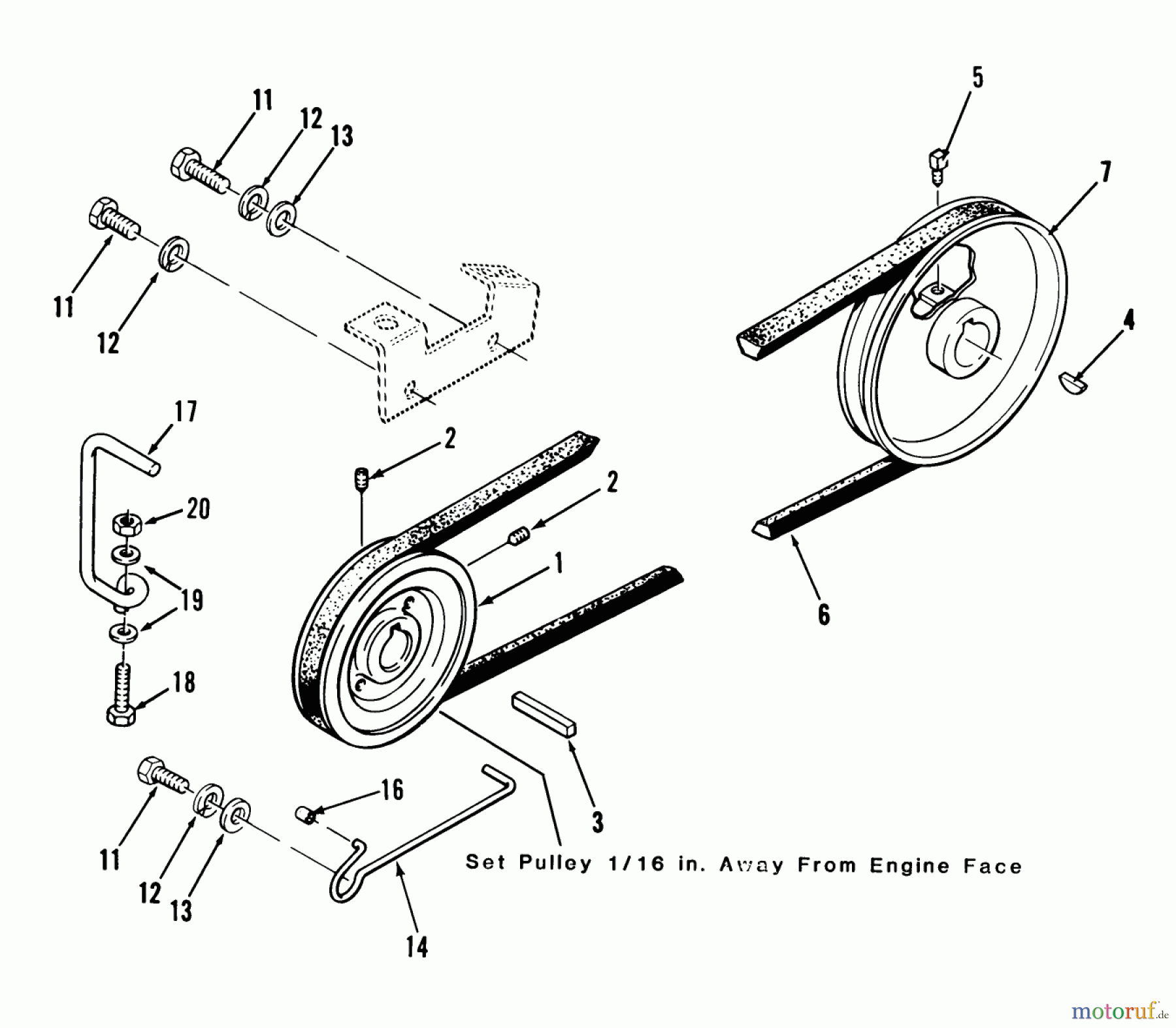  Toro Neu Mowers, Lawn & Garden Tractor Seite 1 31-16O801 (416-8) - Toro 416-8 Garden Tractor, 1989 DRIVE BELT AND PULLEYS