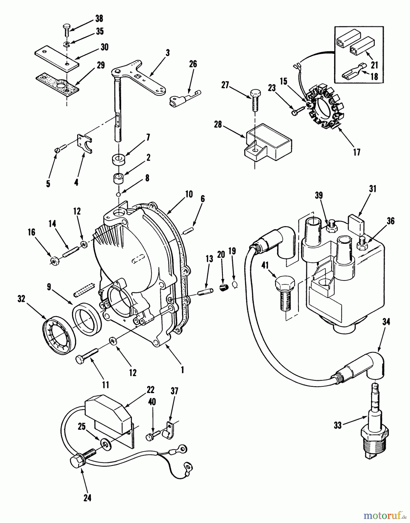 Toro Neu Mowers, Lawn & Garden Tractor Seite 1 31-16O801 (416-8) - Toro 416-8 Garden Tractor, 1989 ONAN GEARCASE AND IGNITION CONTROLS