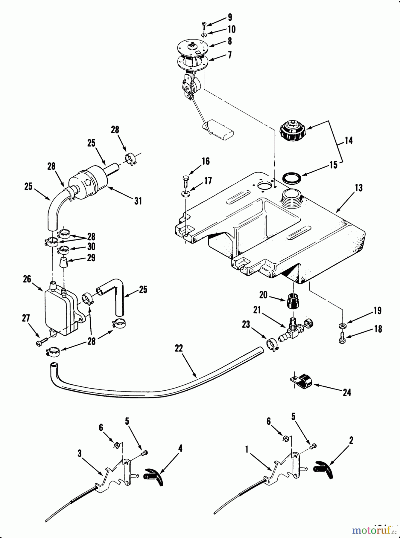  Toro Neu Mowers, Lawn & Garden Tractor Seite 1 31-16O801 (416-8) - Toro 416-8 Garden Tractor, 1989 ONAN THROTTLE CHOKE AND FUEL CONTROLS