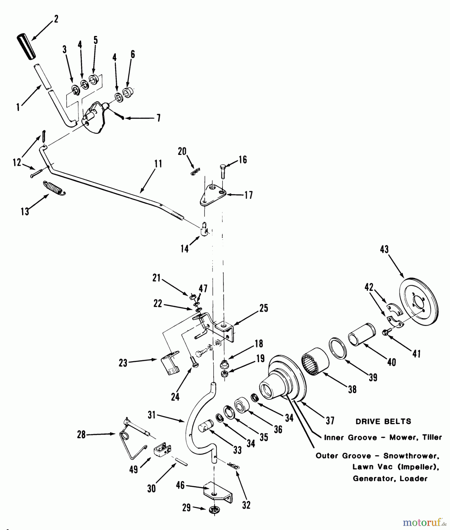 Toro Neu Mowers, Lawn & Garden Tractor Seite 1 31-16O801 (416-8) - Toro 416-8 Garden Tractor, 1989 PTO CLUTCH AND CONTROL