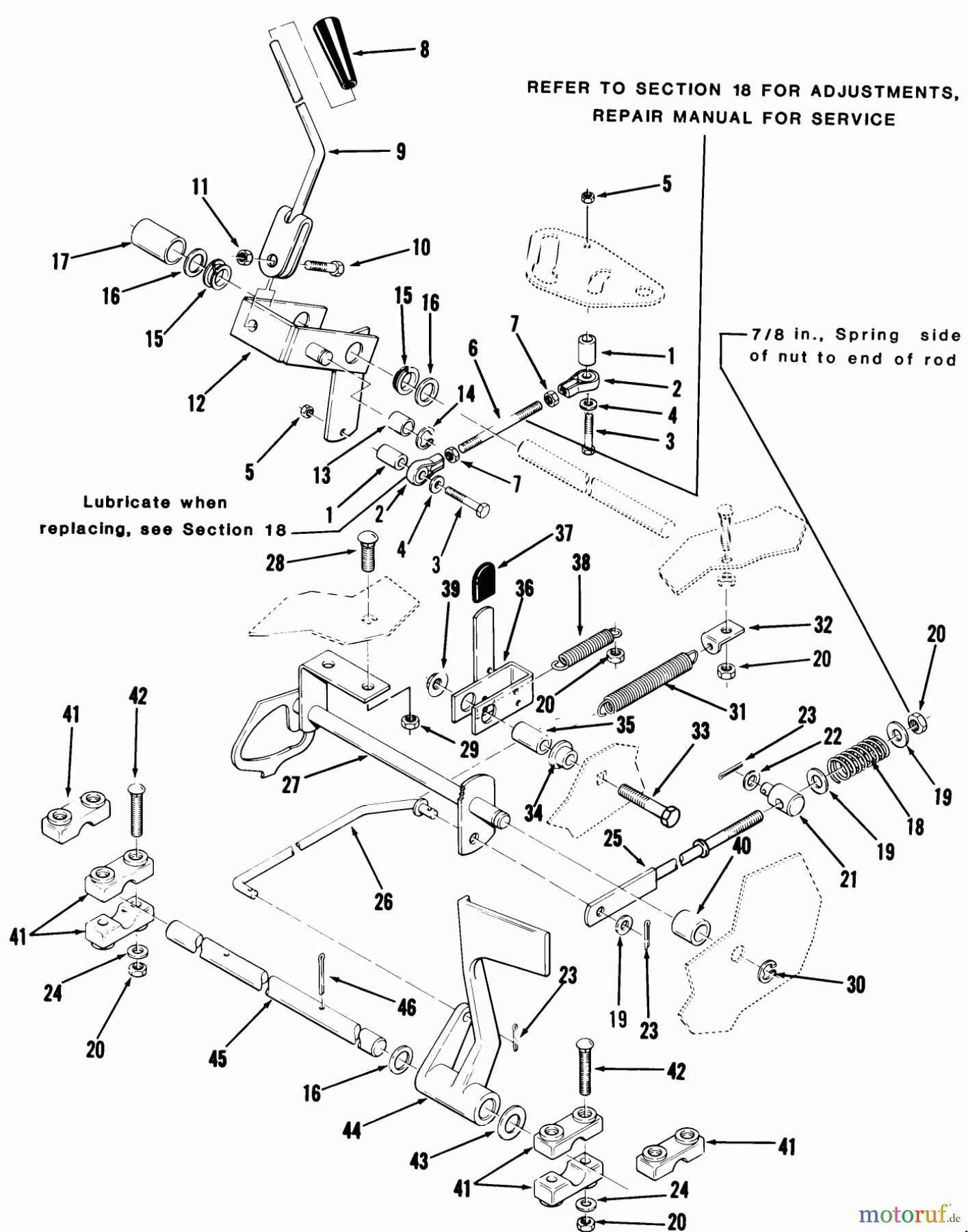 Toro Neu Mowers, Lawn & Garden Tractor Seite 1 22-11BE01 (211-A) - Toro 211-A Tractor, 1985 CLUTCH, BRAKE AND SPEED CONTROL LINKAGE #1