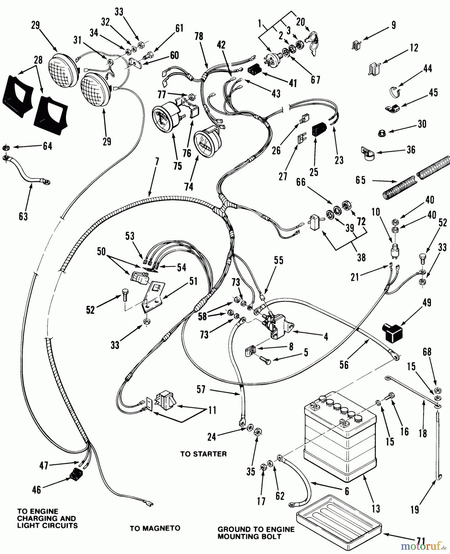 Toro Neu Mowers, Lawn & Garden Tractor Seite 1 22-11BE01 (211-A) - Toro 211-A Tractor, 1985 ELECTRICAL SYSTEM