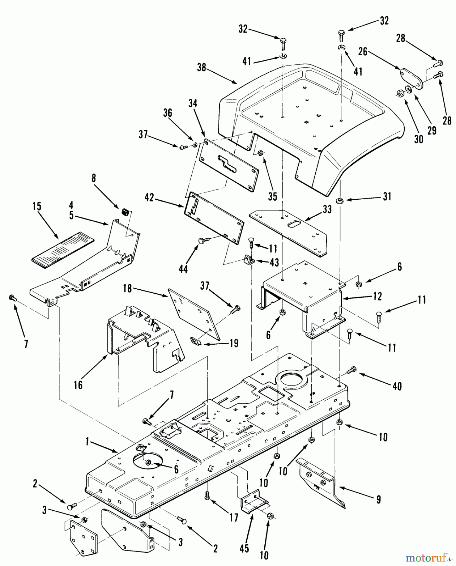 Toro Neu Mowers, Lawn & Garden Tractor Seite 1 22-11BE01 (211-A) - Toro 211-A Tractor, 1985 FRAME, SHEET METAL AND COVERS #2