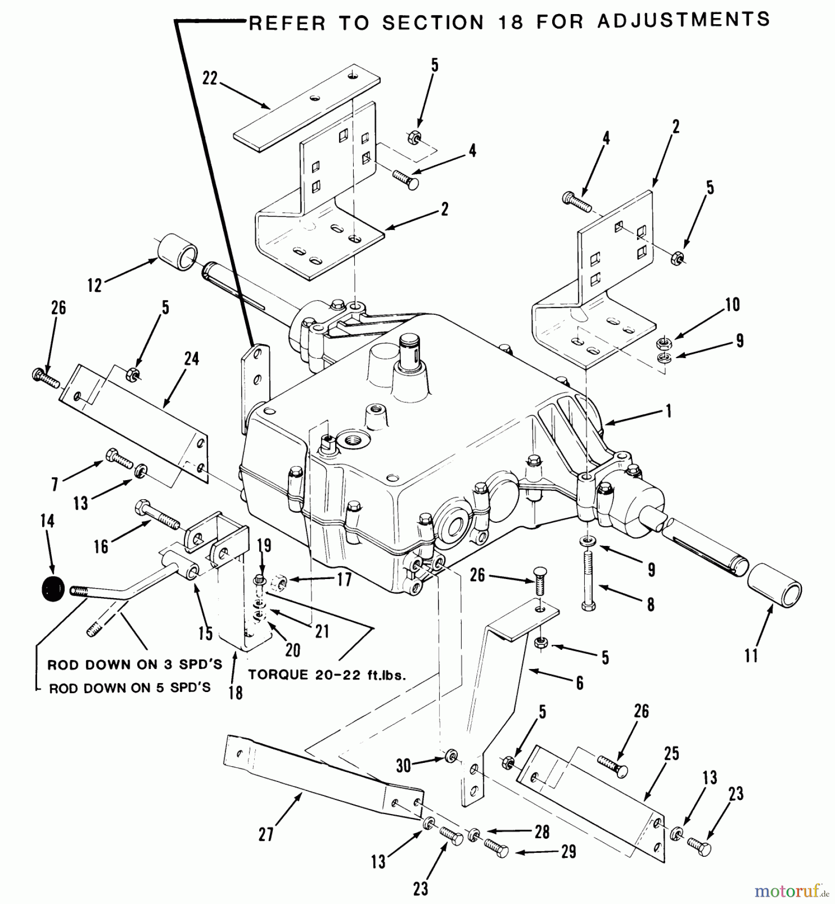 Toro Neu Mowers, Lawn & Garden Tractor Seite 1 22-12TE01 (YT12-A) - Toro YT12-A Yard Tractor, 1986 3 & 5-SPEED TRANSMISSION