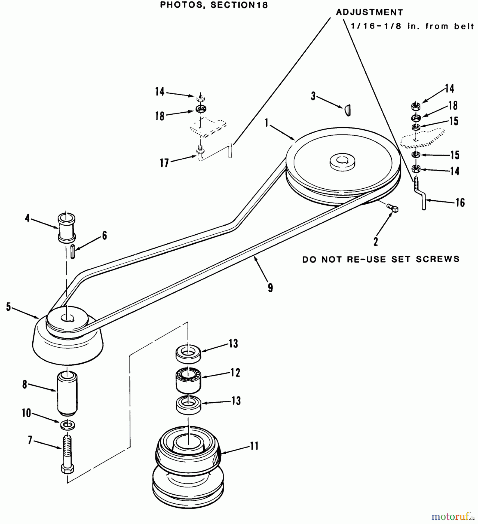 Toro Neu Mowers, Lawn & Garden Tractor Seite 1 22-12TE01 (YT12-A) - Toro YT12-A Yard Tractor, 1986 DRIVE BELT AND PULLEYS