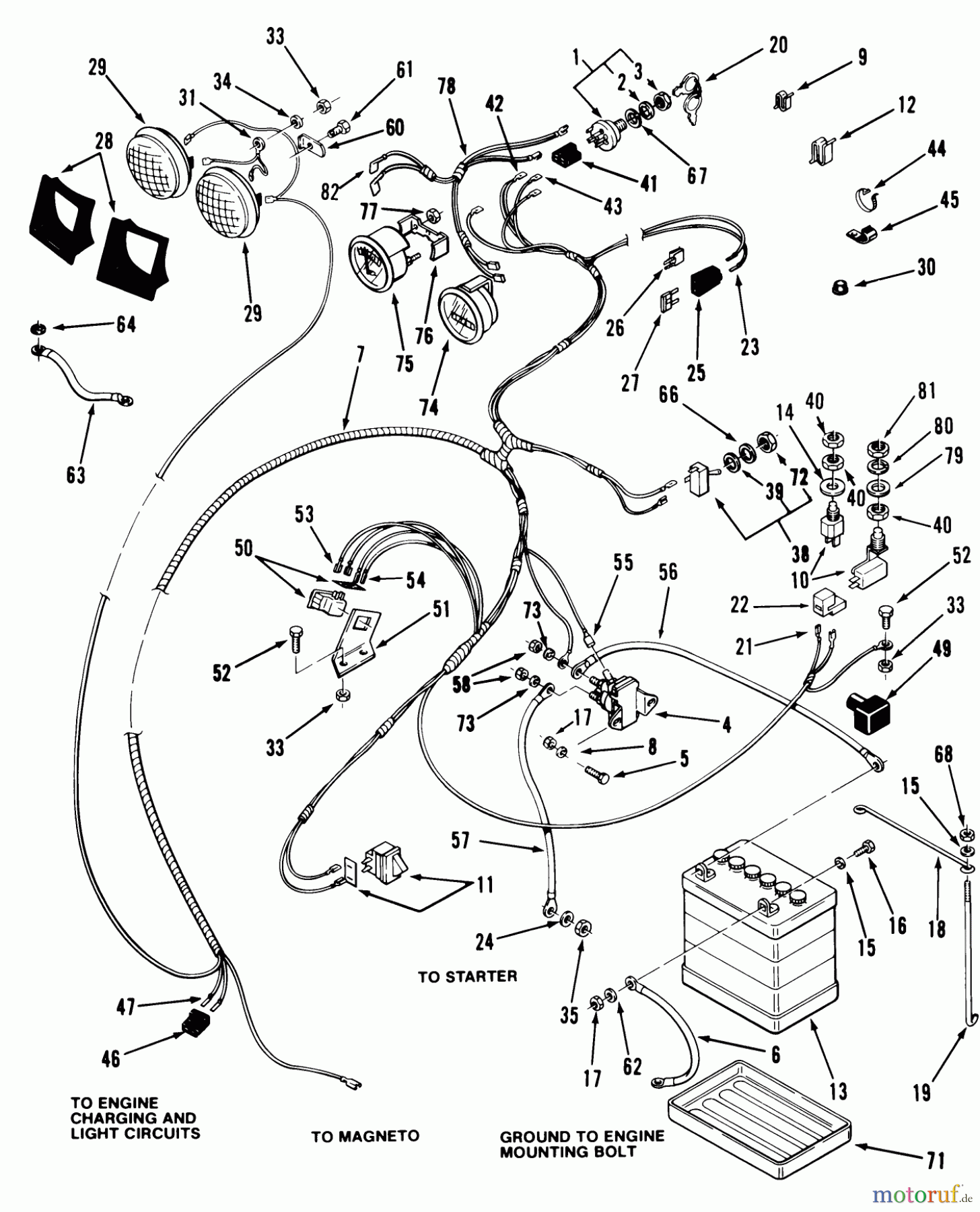Toro Neu Mowers, Lawn & Garden Tractor Seite 1 22-12TE01 (YT12-A) - Toro YT12-A Yard Tractor, 1986 ELECTRICAL SYSTEM #1