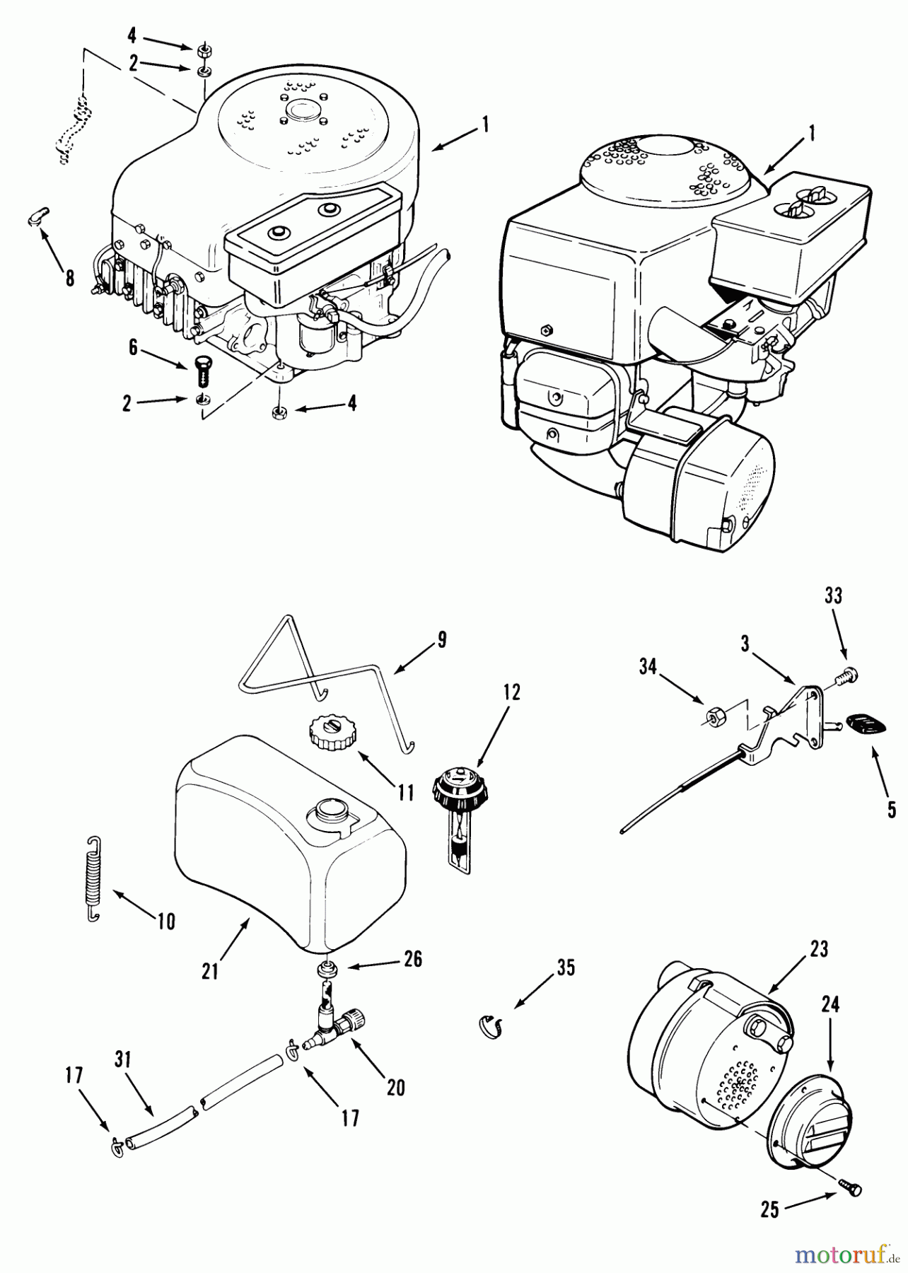  Toro Neu Mowers, Lawn & Garden Tractor Seite 1 22-12TE01 (YT12-A) - Toro YT12-A Yard Tractor, 1986 ENGINE, FUEL & EXHAUST SYSTEMS