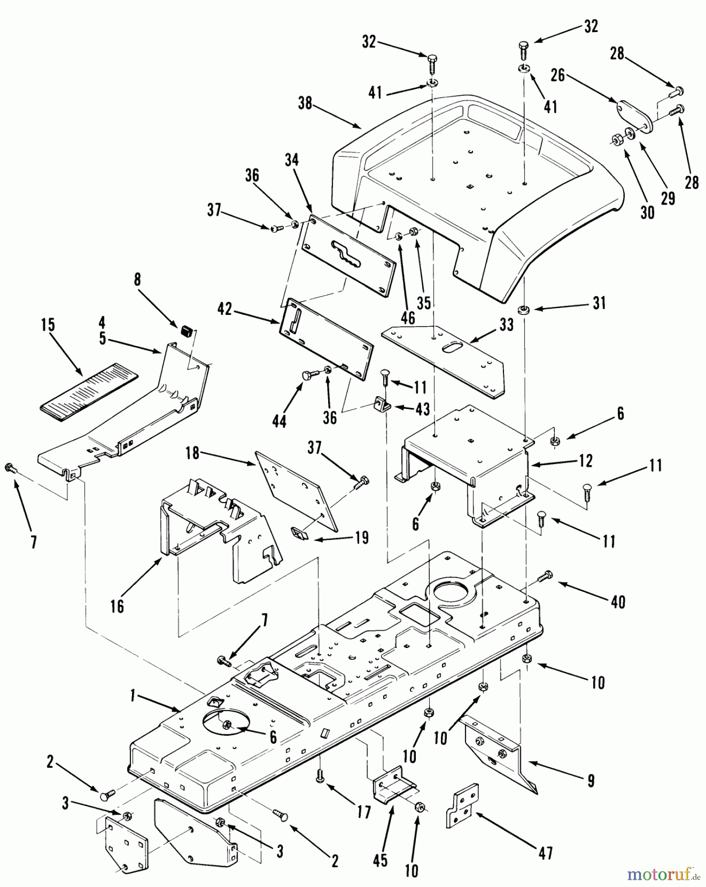  Toro Neu Mowers, Lawn & Garden Tractor Seite 1 22-12TE01 (YT12-A) - Toro YT12-A Yard Tractor, 1986 FRAME, SHEET METAL AND COVERS #2