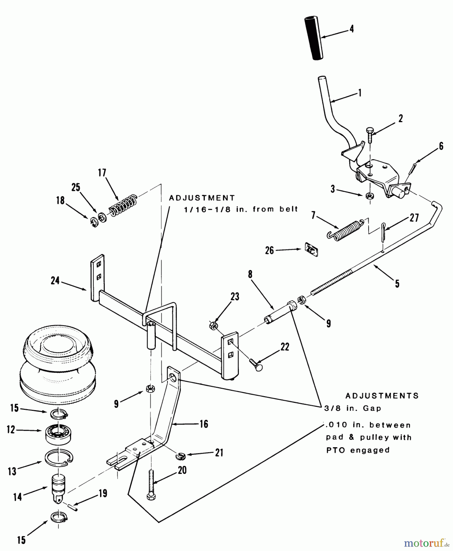  Toro Neu Mowers, Lawn & Garden Tractor Seite 1 22-12TE01 (YT12-A) - Toro YT12-A Yard Tractor, 1986 PTO CLUTCH