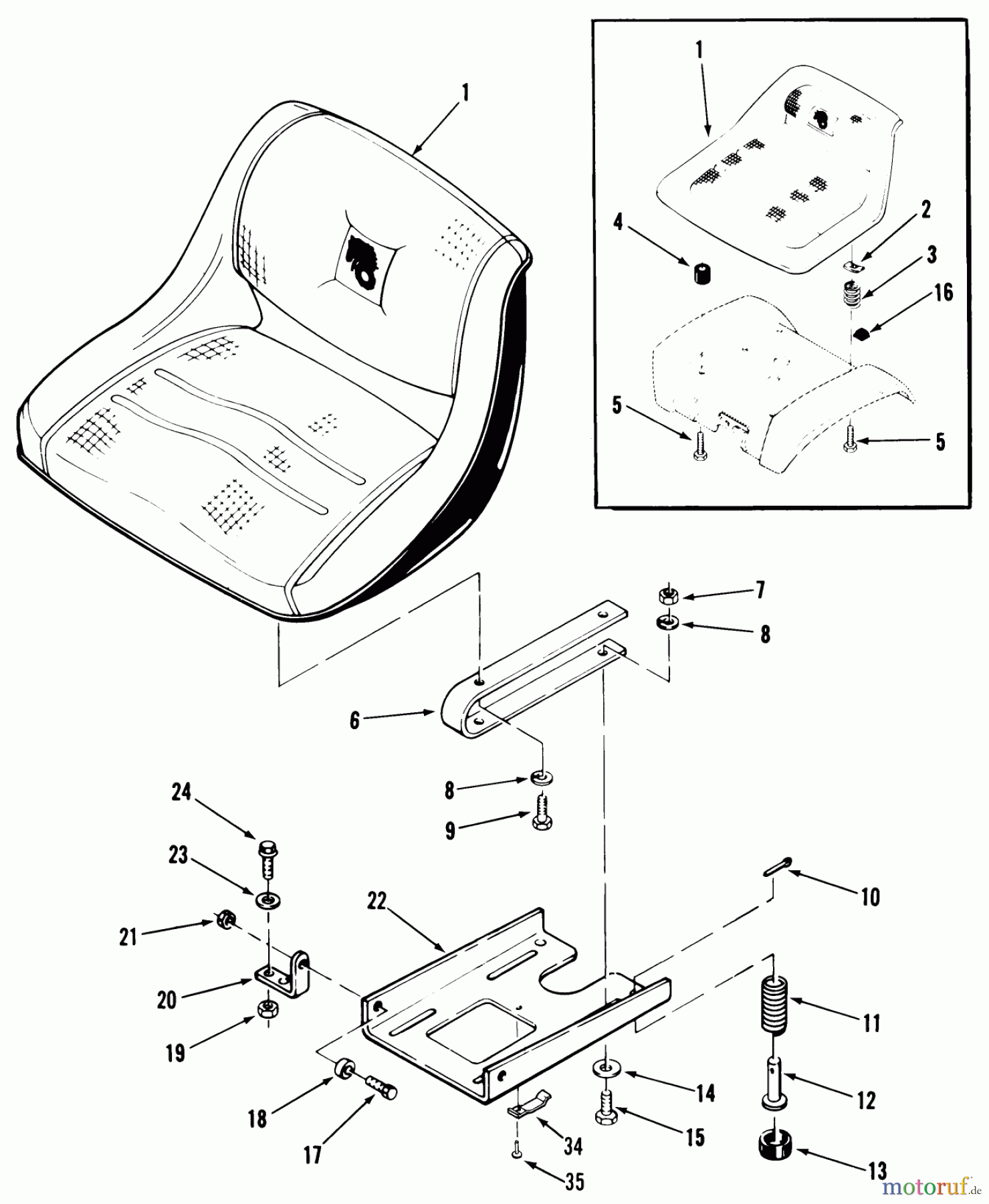 Toro Neu Mowers, Lawn & Garden Tractor Seite 1 22-12TE01 (YT12-A) - Toro YT12-A Yard Tractor, 1986 SEAT AND SUSPENSION