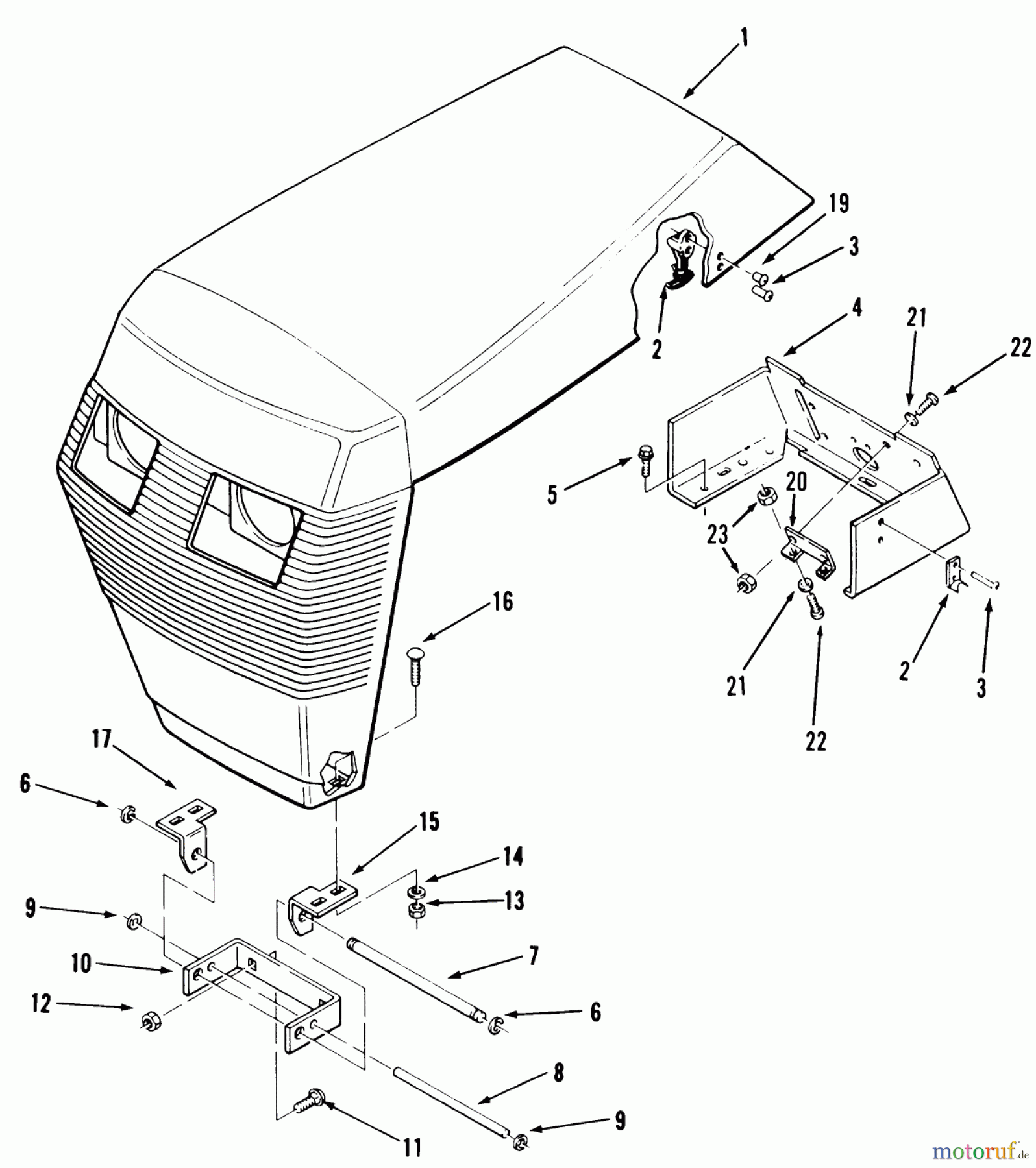 Toro Neu Mowers, Lawn & Garden Tractor Seite 1 22-17KE01 (257-H) - Toro 257-H Tractor, 1988 FRAME, SHEET METAL AND COVERS #1