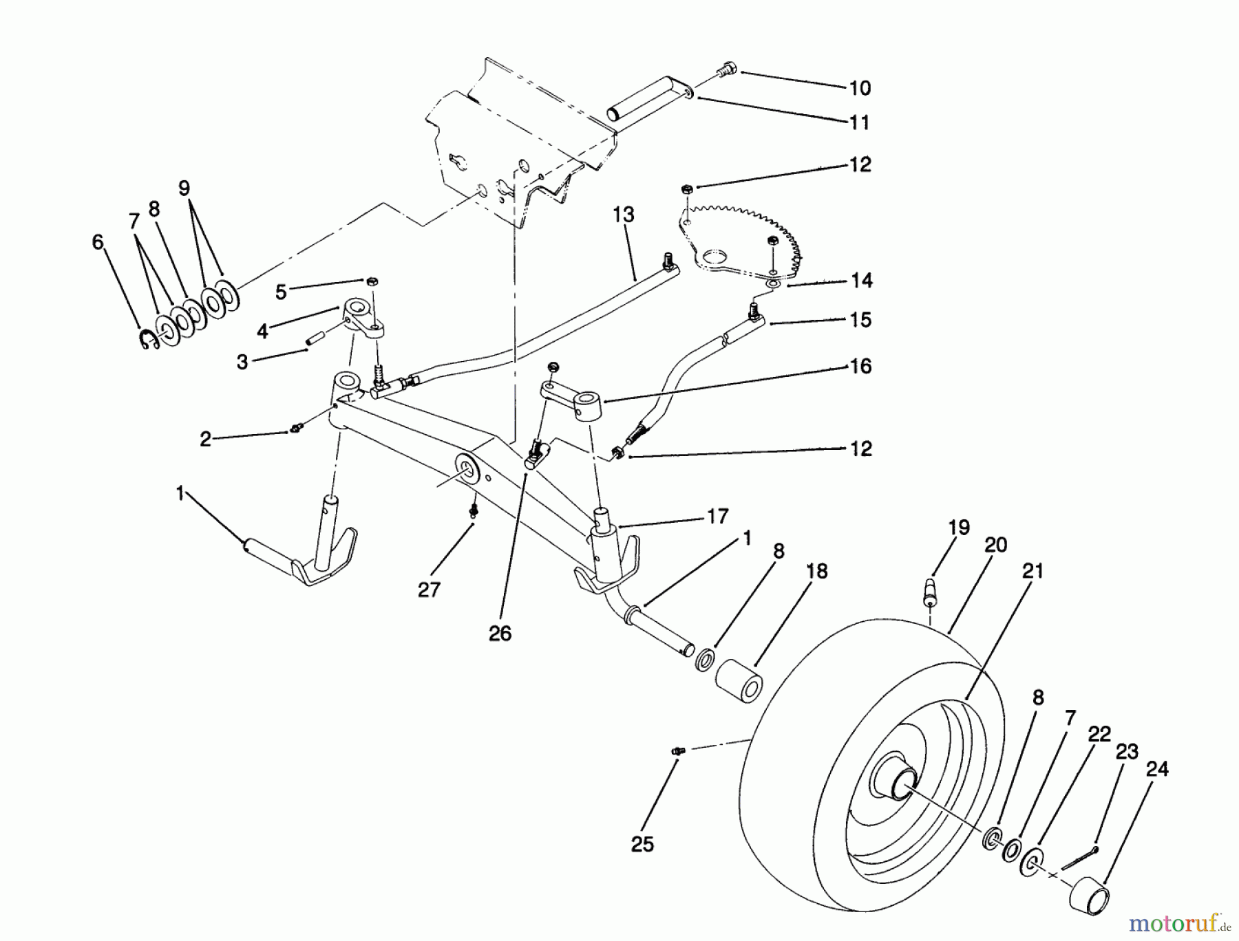 Toro Neu Mowers, Lawn & Garden Tractor Seite 1 22-14O501 (244-5) - Toro 244-5 Yard Tractor, 1991 (1000001-1999999) FRONT AXLE ASSEMBLY