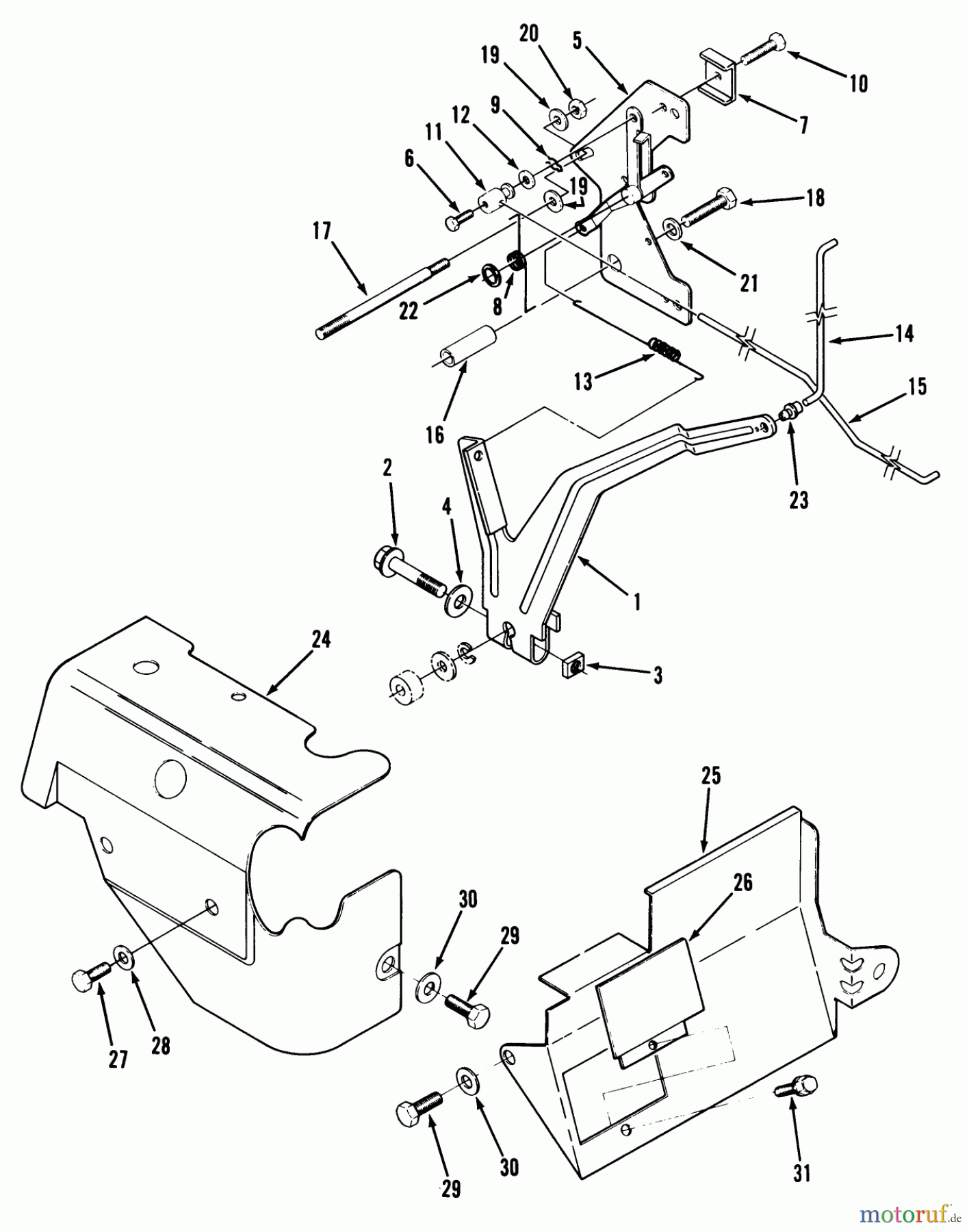 Toro Neu Mowers, Lawn & Garden Tractor Seite 1 22-14O502 (244-5) - Toro 244-5 Yard Tractor, 1992 (2000001-2999999) 14HP ENGINE GOVERNOR LINKAGE & COVER ASSEMBLY