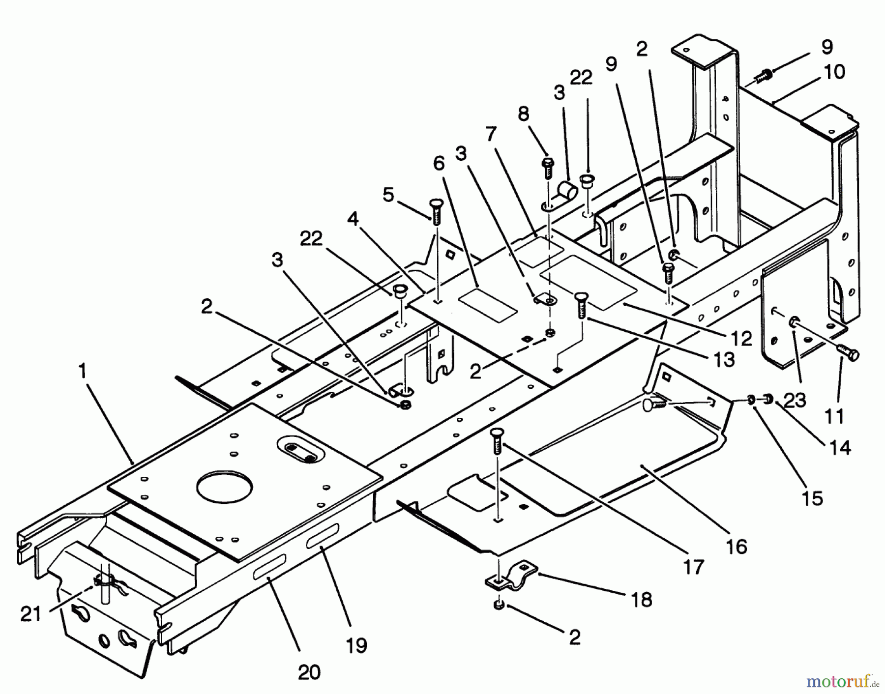 Toro Neu Mowers, Lawn & Garden Tractor Seite 1 22-14O502 (244-5) - Toro 244-5 Yard Tractor, 1992 (2000001-2999999) MAIN FRAME ASSEMBLY