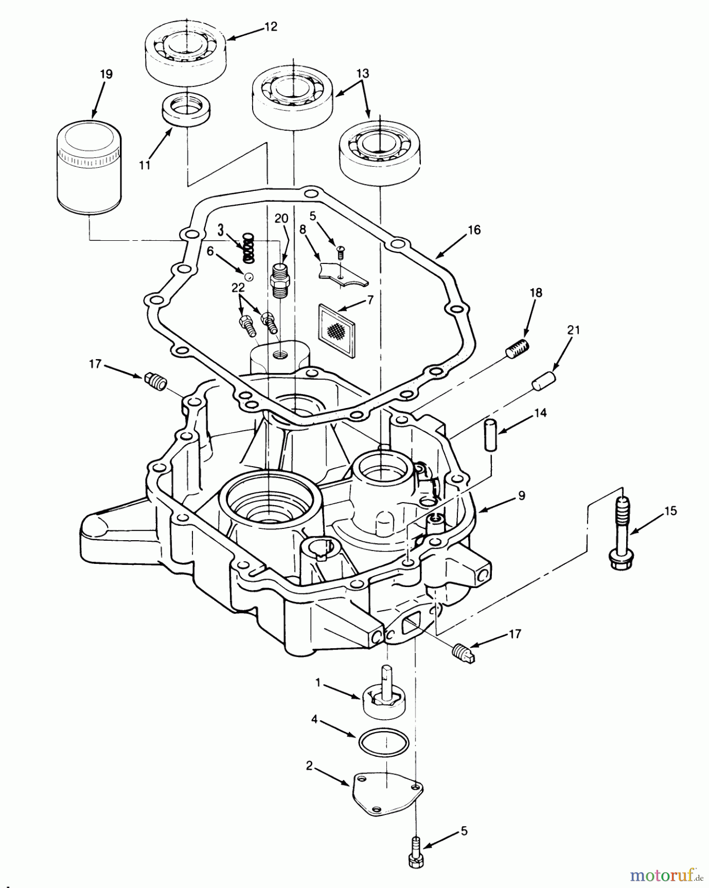  Toro Neu Mowers, Lawn & Garden Tractor Seite 1 22-14OE01 (244-H) - Toro 244-H Yard Tractor, 1991 (1000001-1999999) 14HP ENGINE OIL BASE & PUMP ASSEMBLY
