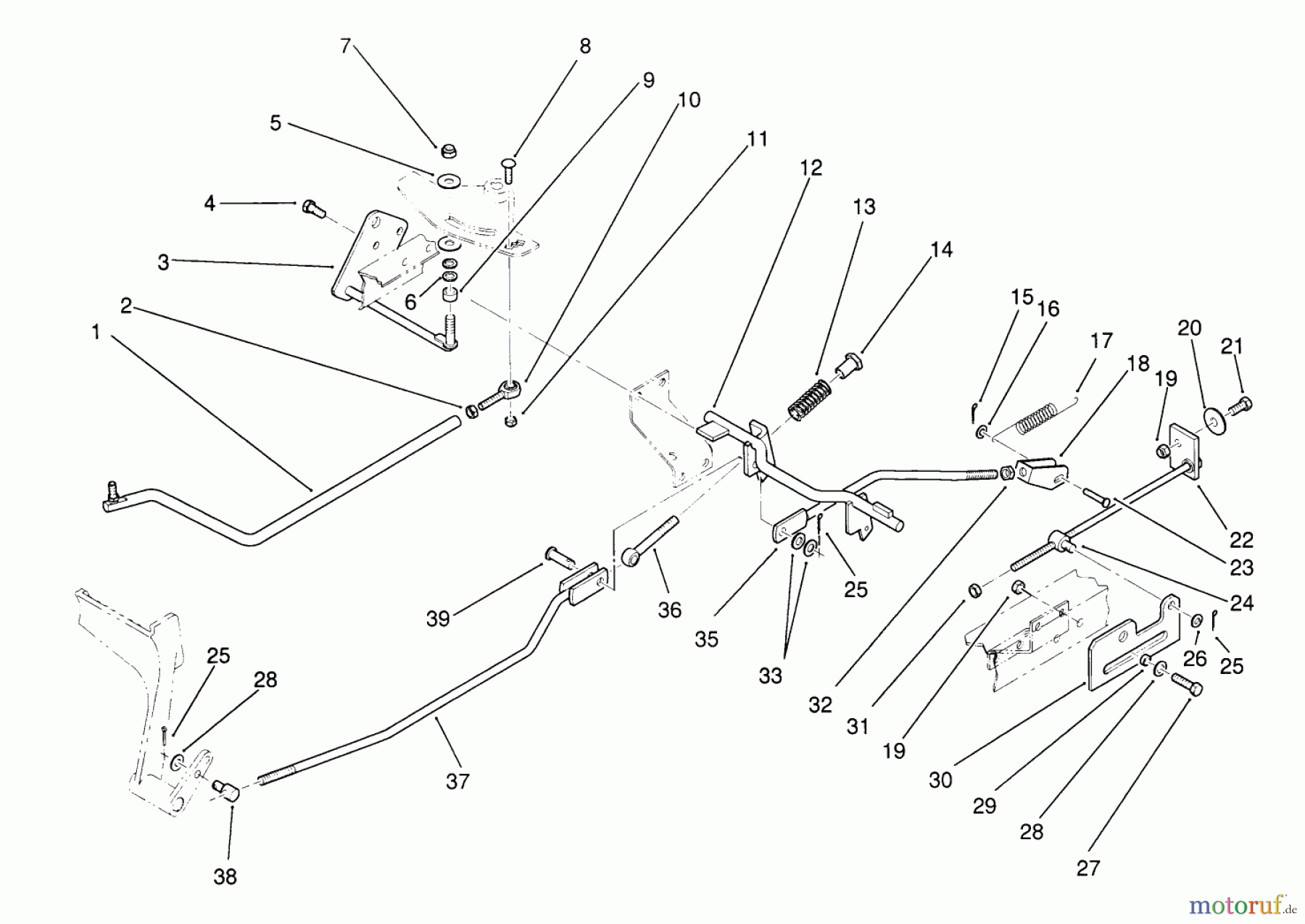  Toro Neu Mowers, Lawn & Garden Tractor Seite 1 22-14OE01 (244-H) - Toro 244-H Yard Tractor, 1991 (1000001-1999999) BRAKE AND HYDRO LINKAGE